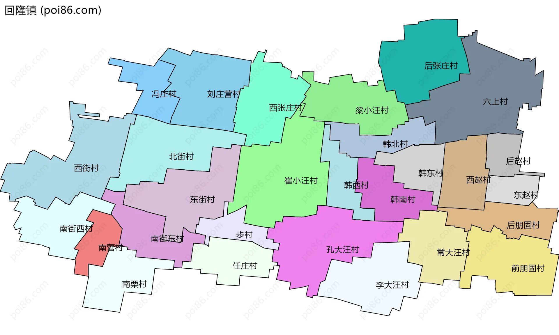 回隆镇边界地图(五级行政区划)