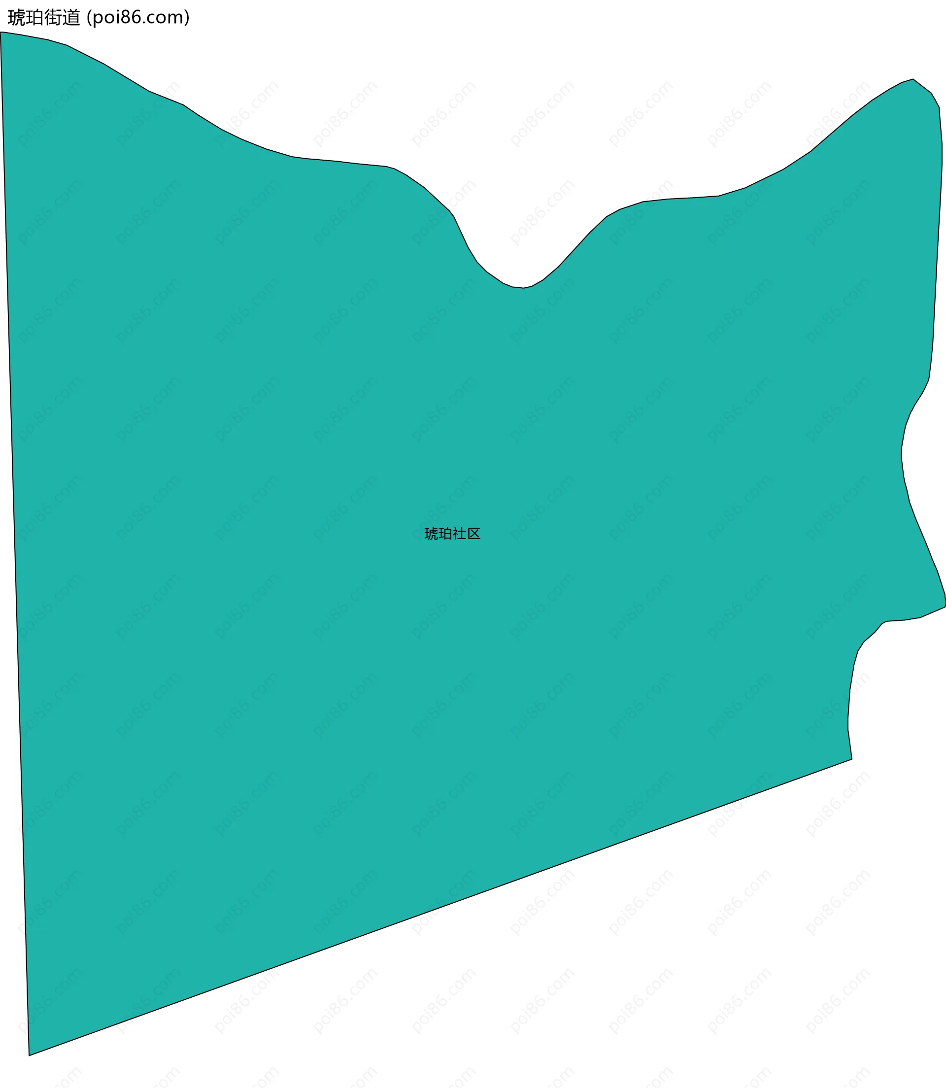 琥珀街道边界地图(五级行政区划)