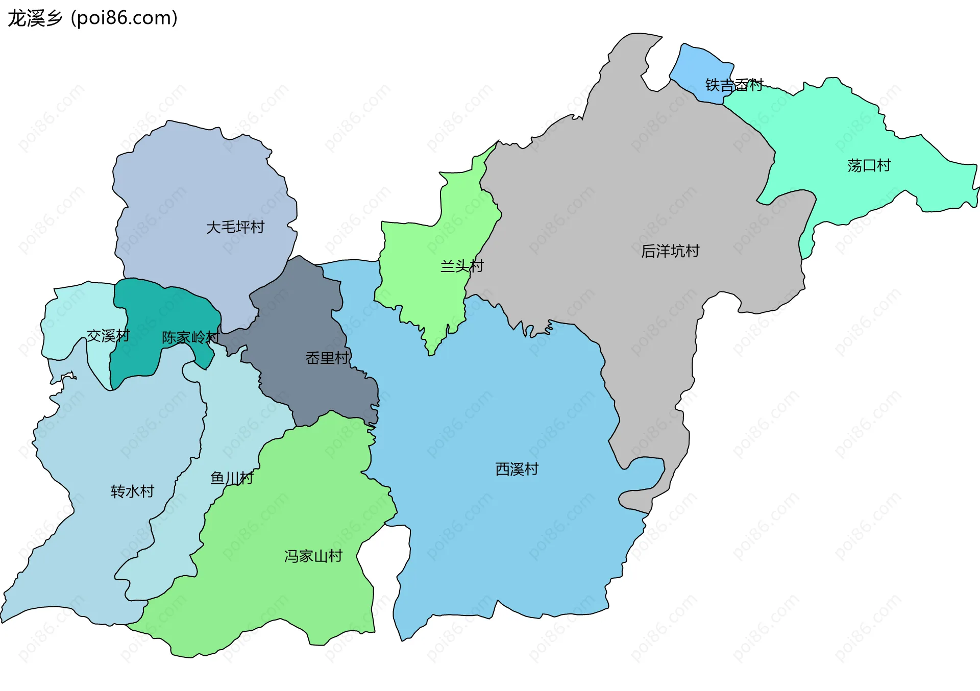 龙溪乡边界地图(五级行政区划)