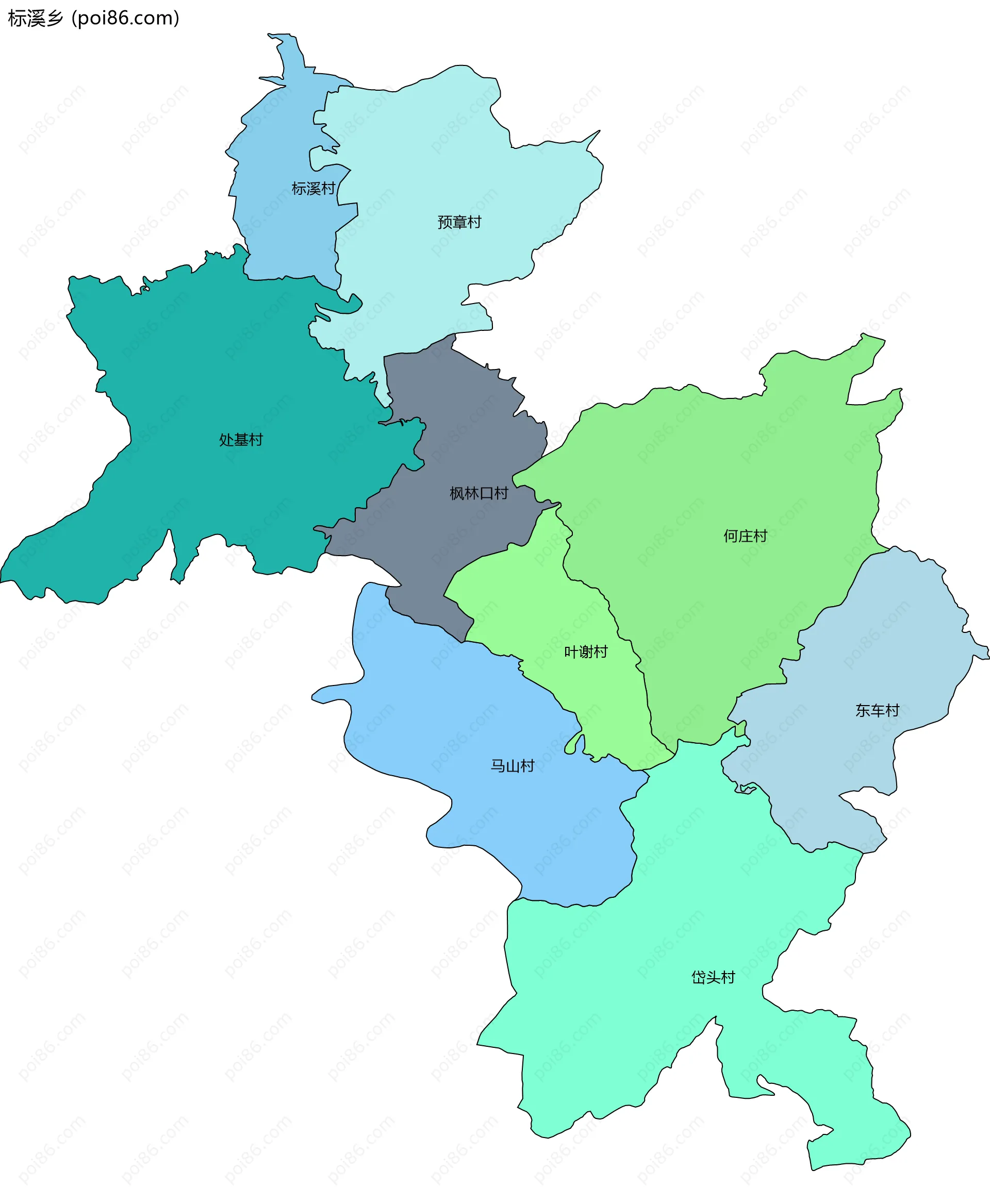 标溪乡边界地图(五级行政区划)