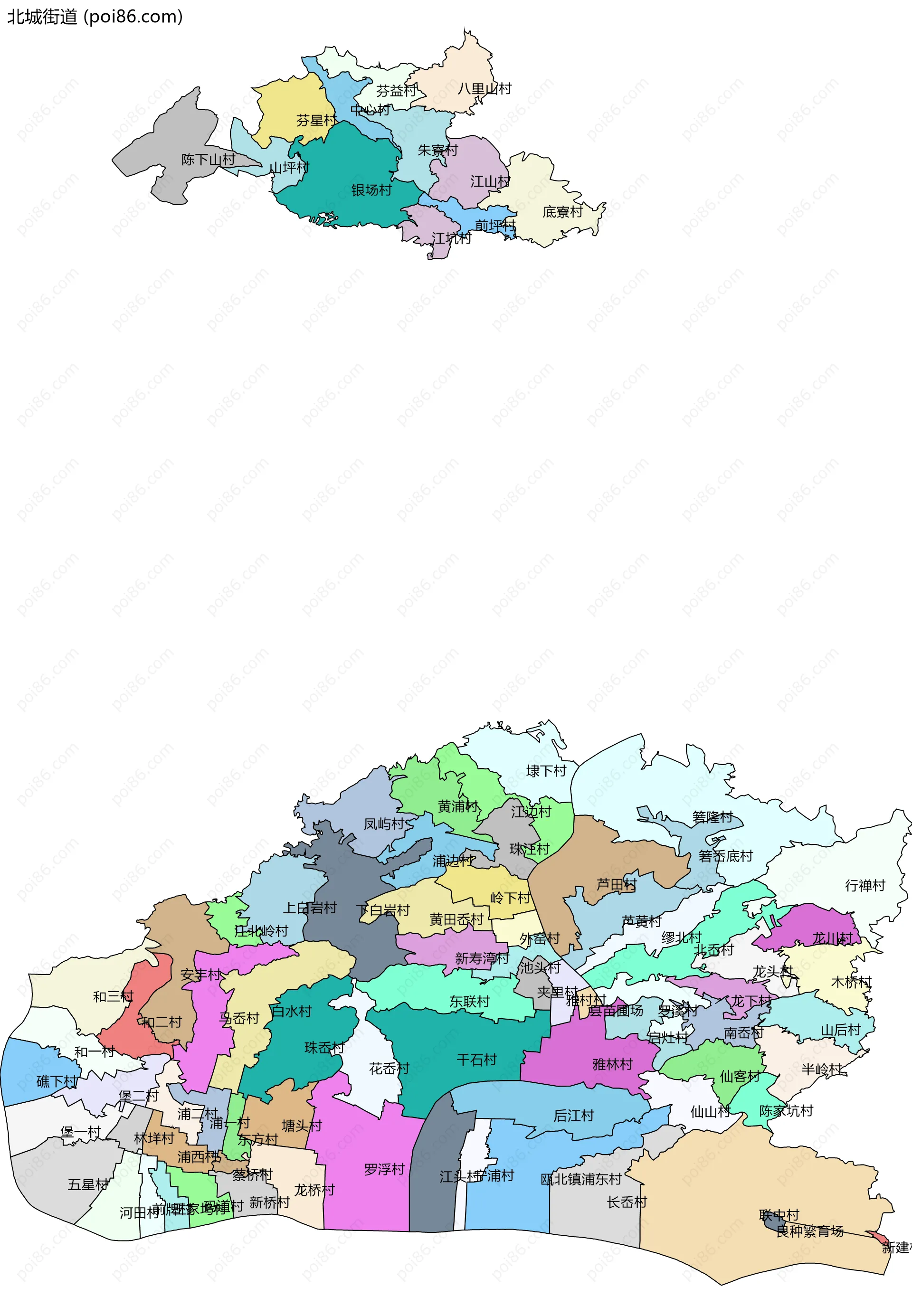 北城街道边界地图(五级行政区划)