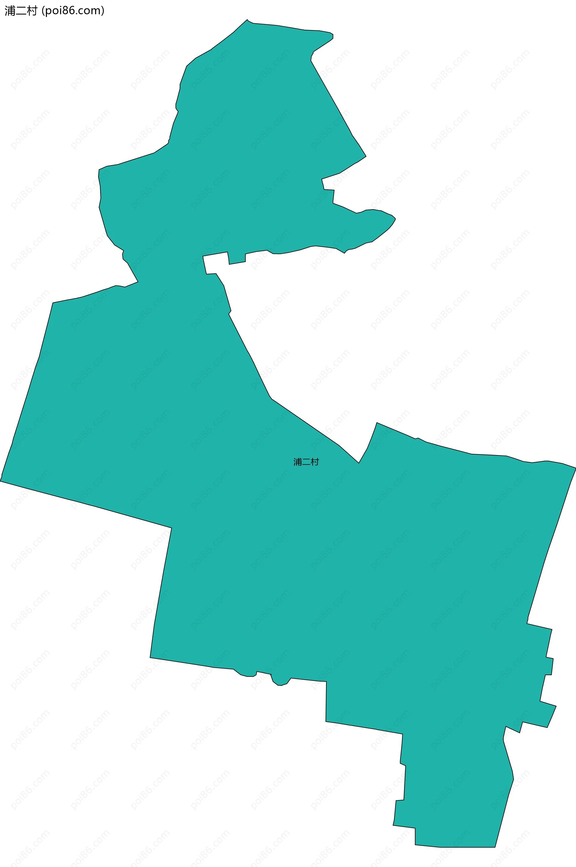 浦二村边界地图