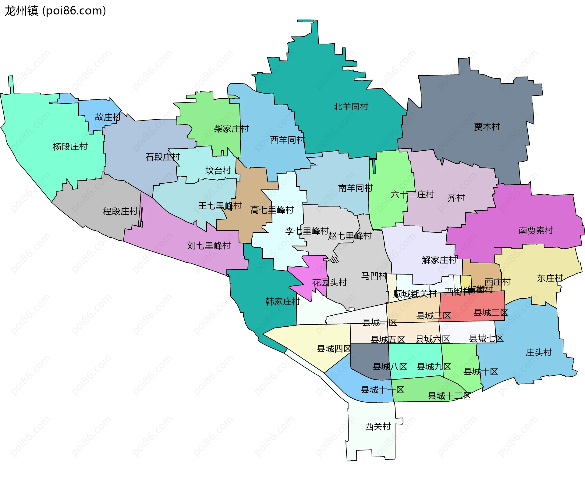 龙州镇边界地图(五级行政区划)