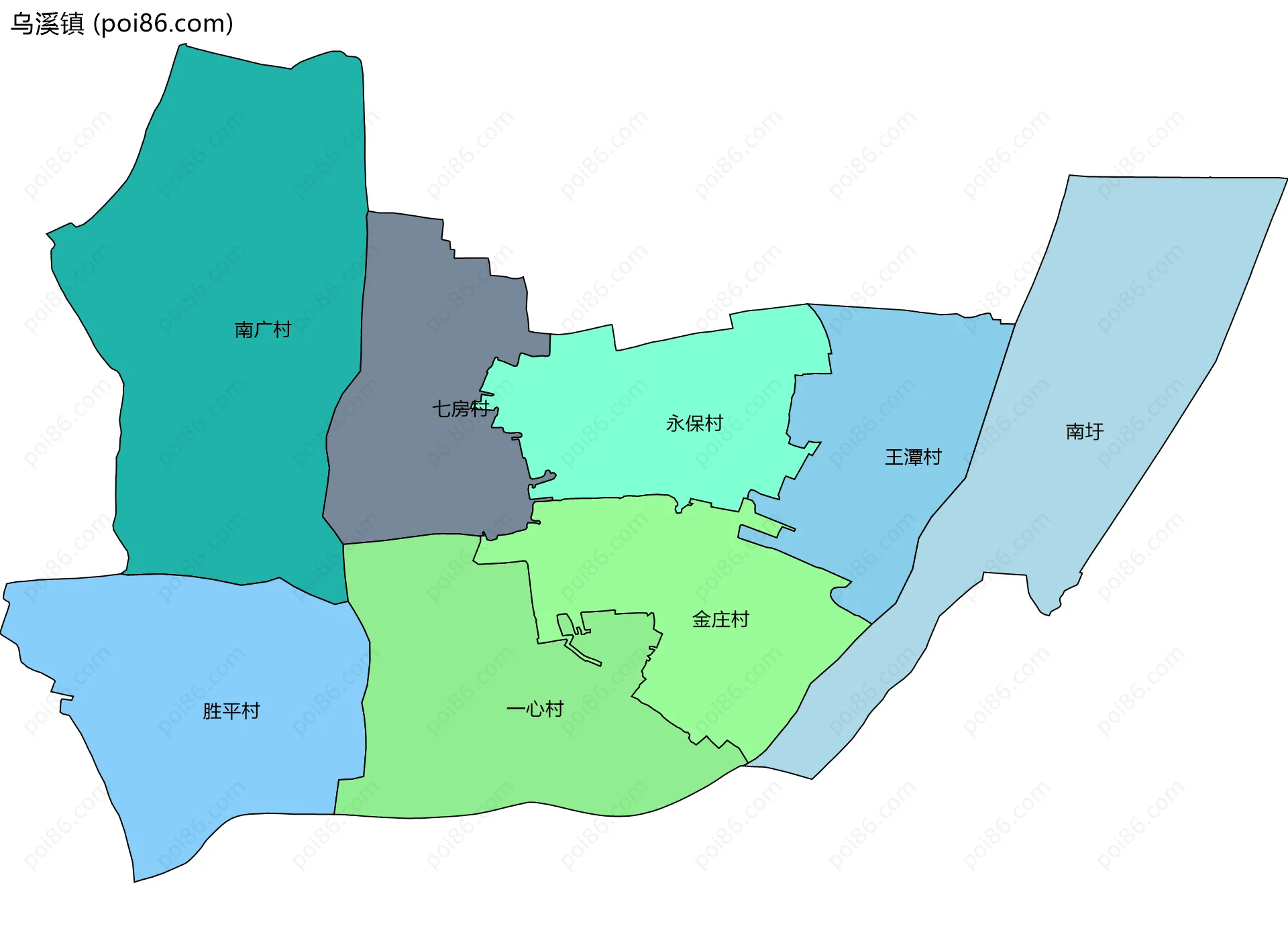 乌溪镇边界地图(五级行政区划)
