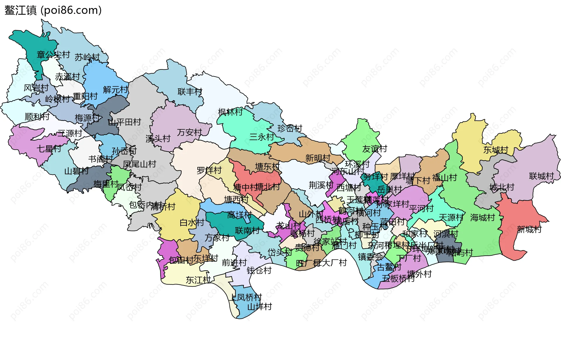鳌江镇边界地图(五级行政区划)