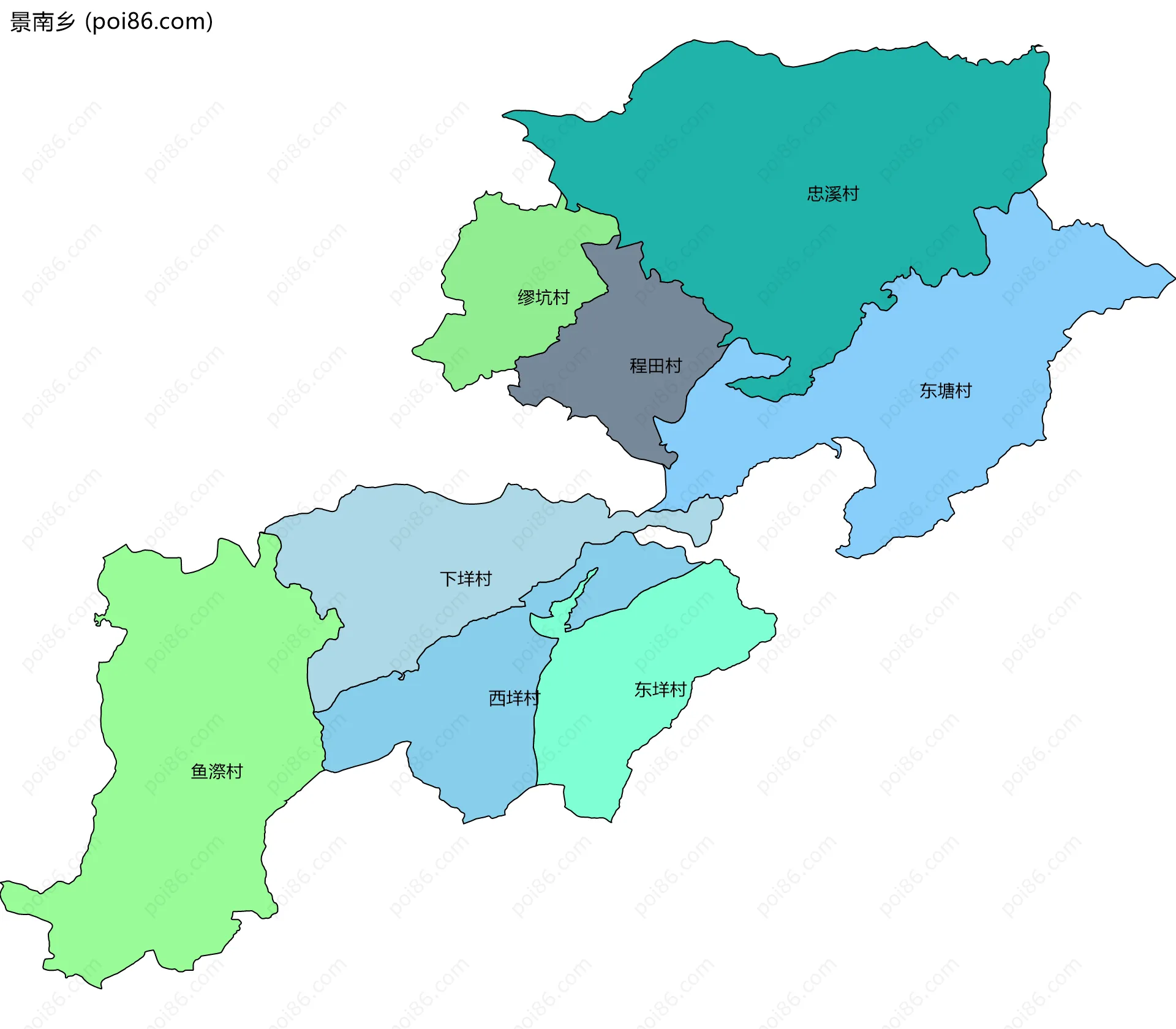 景南乡边界地图(五级行政区划)