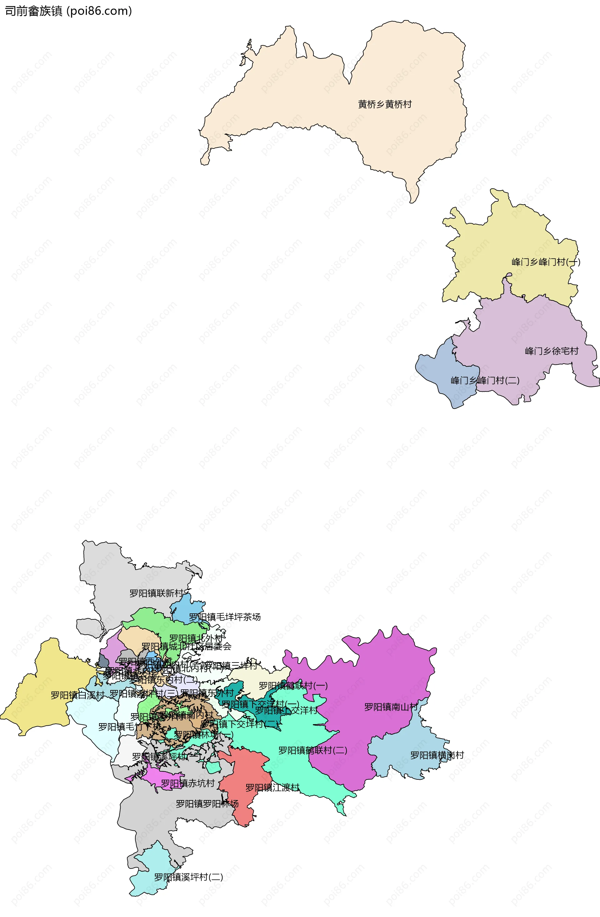 司前畲族镇边界地图(五级行政区划)