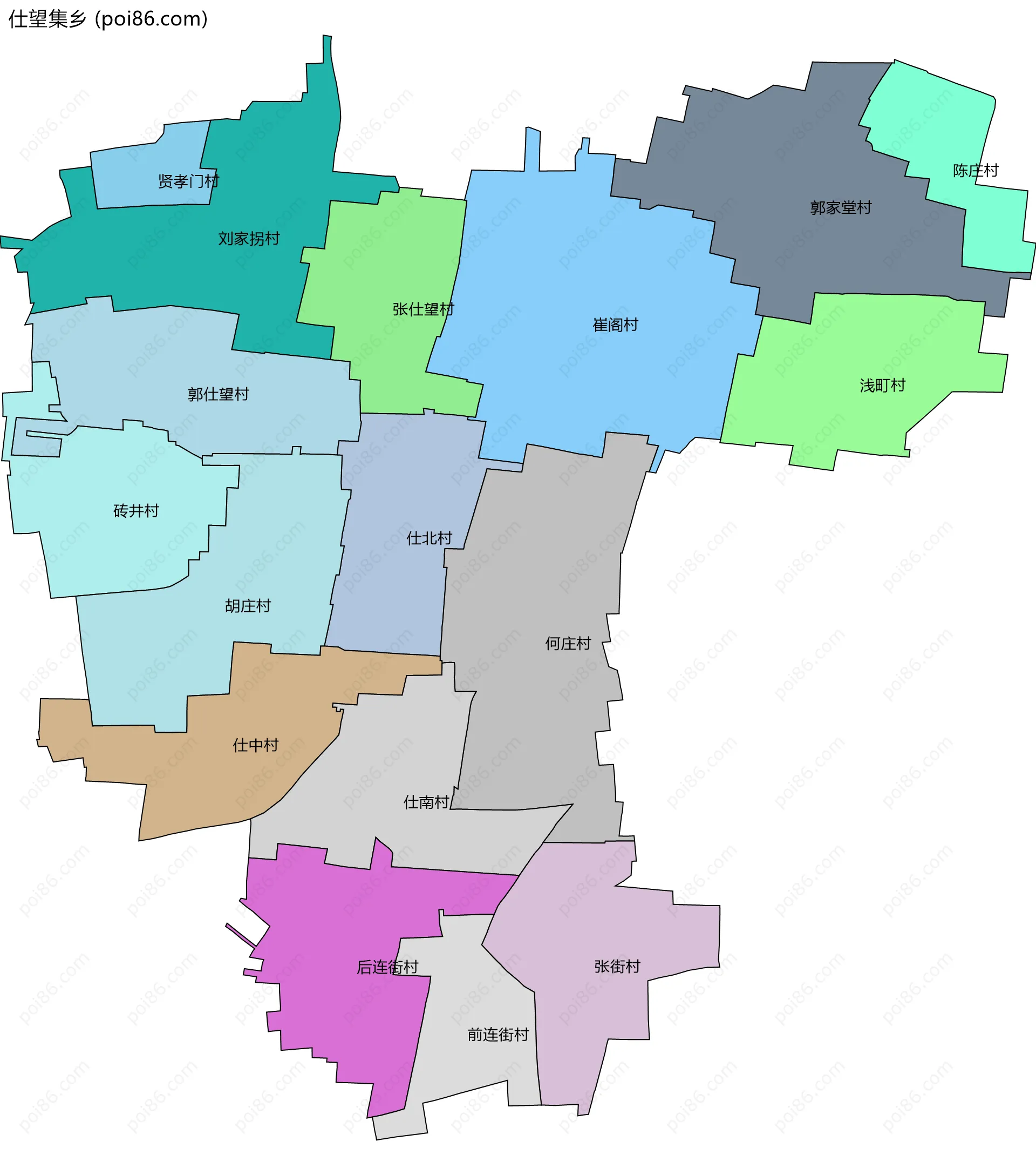 仕望集乡边界地图(五级行政区划)