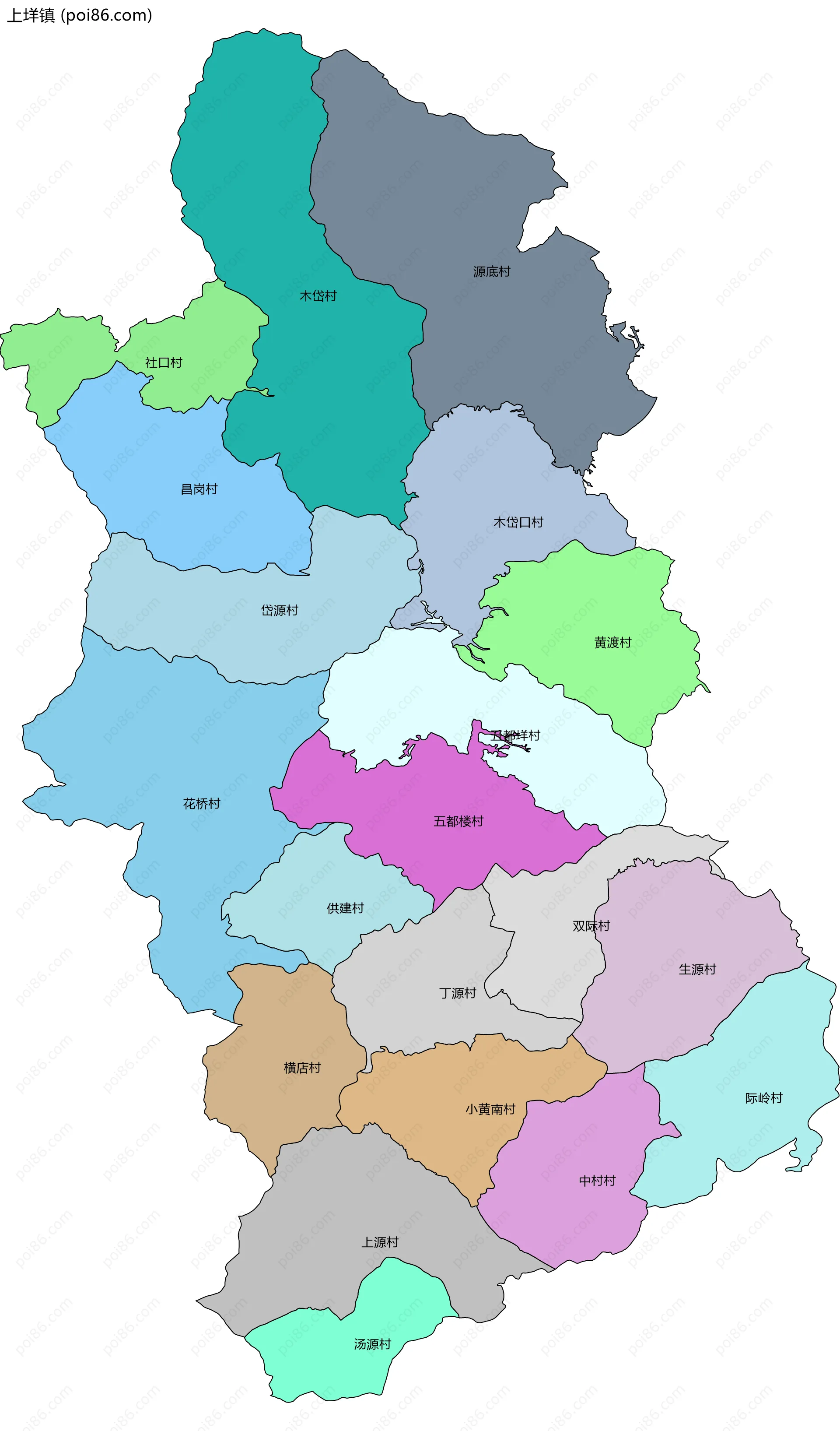 上垟镇边界地图(五级行政区划)