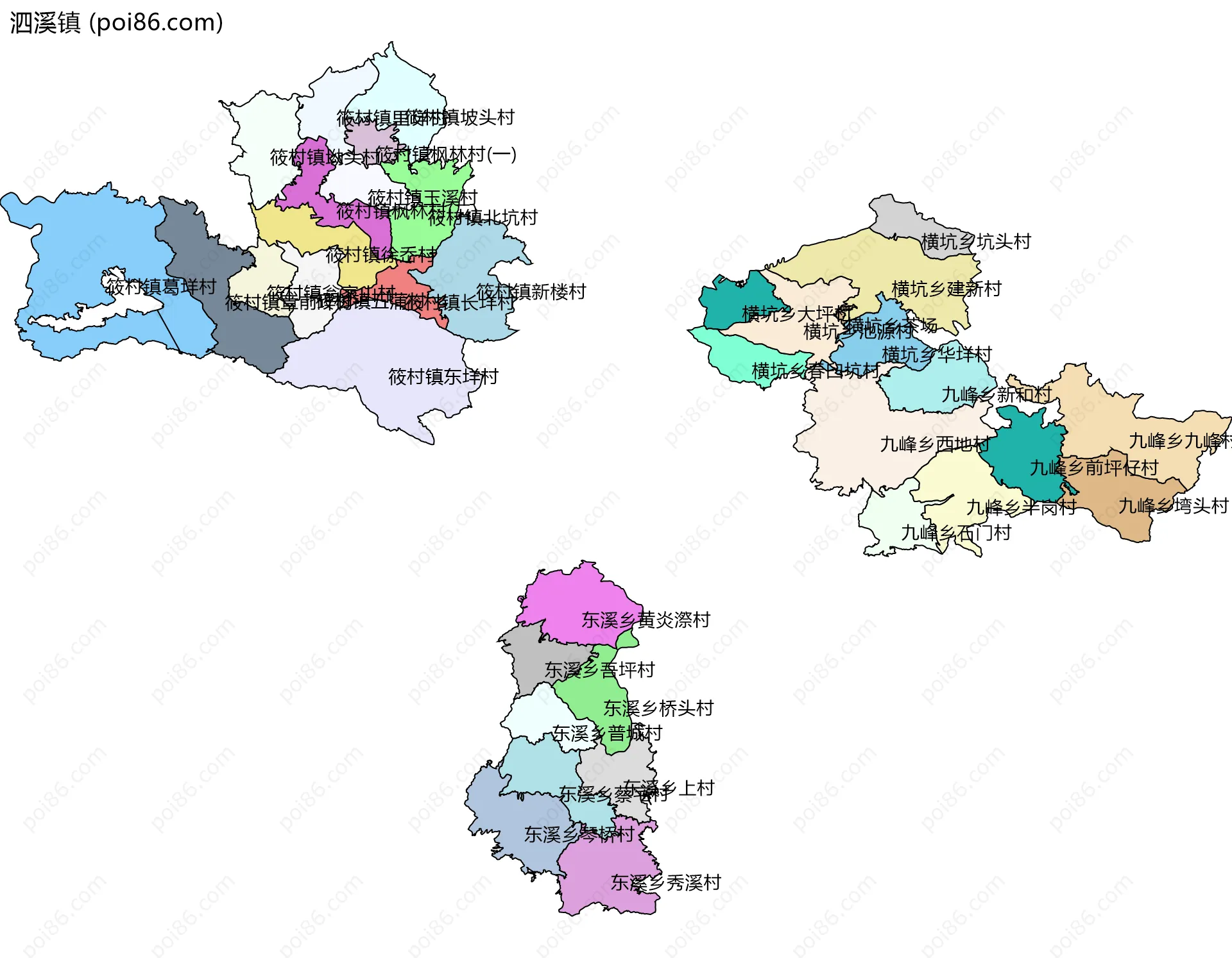 泗溪镇边界地图(五级行政区划)