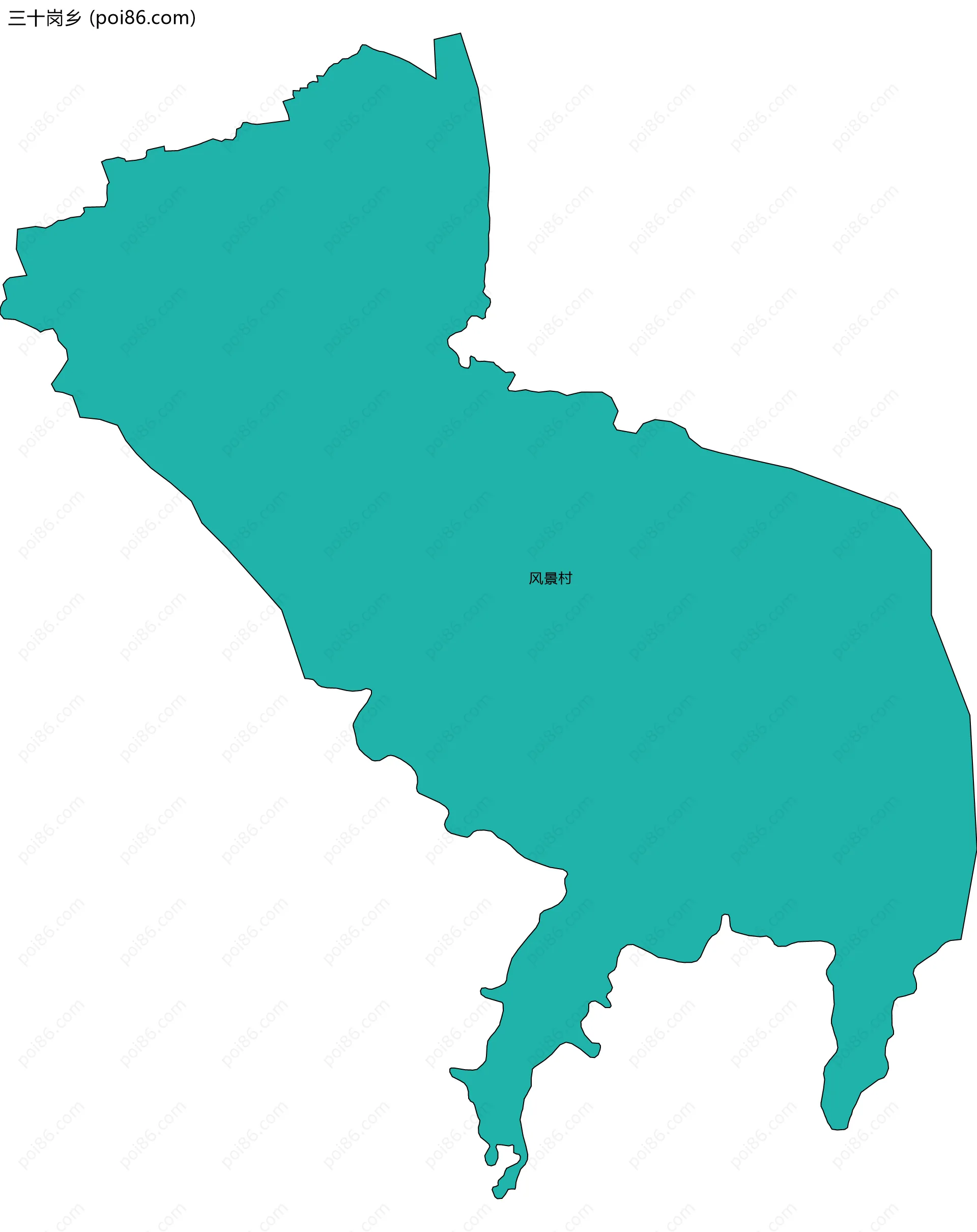 三十岗乡边界地图(五级行政区划)