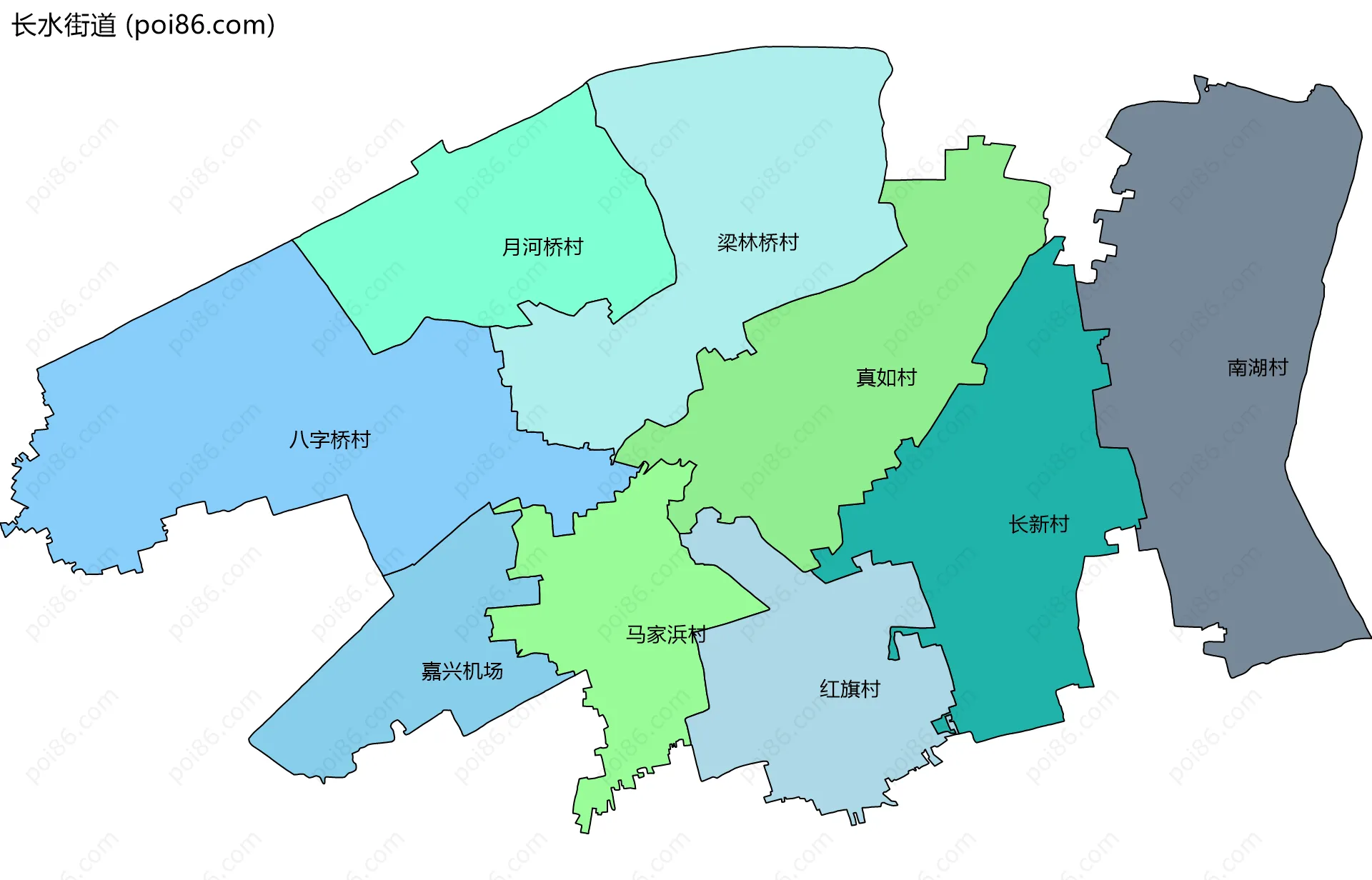 长水街道边界地图(五级行政区划)