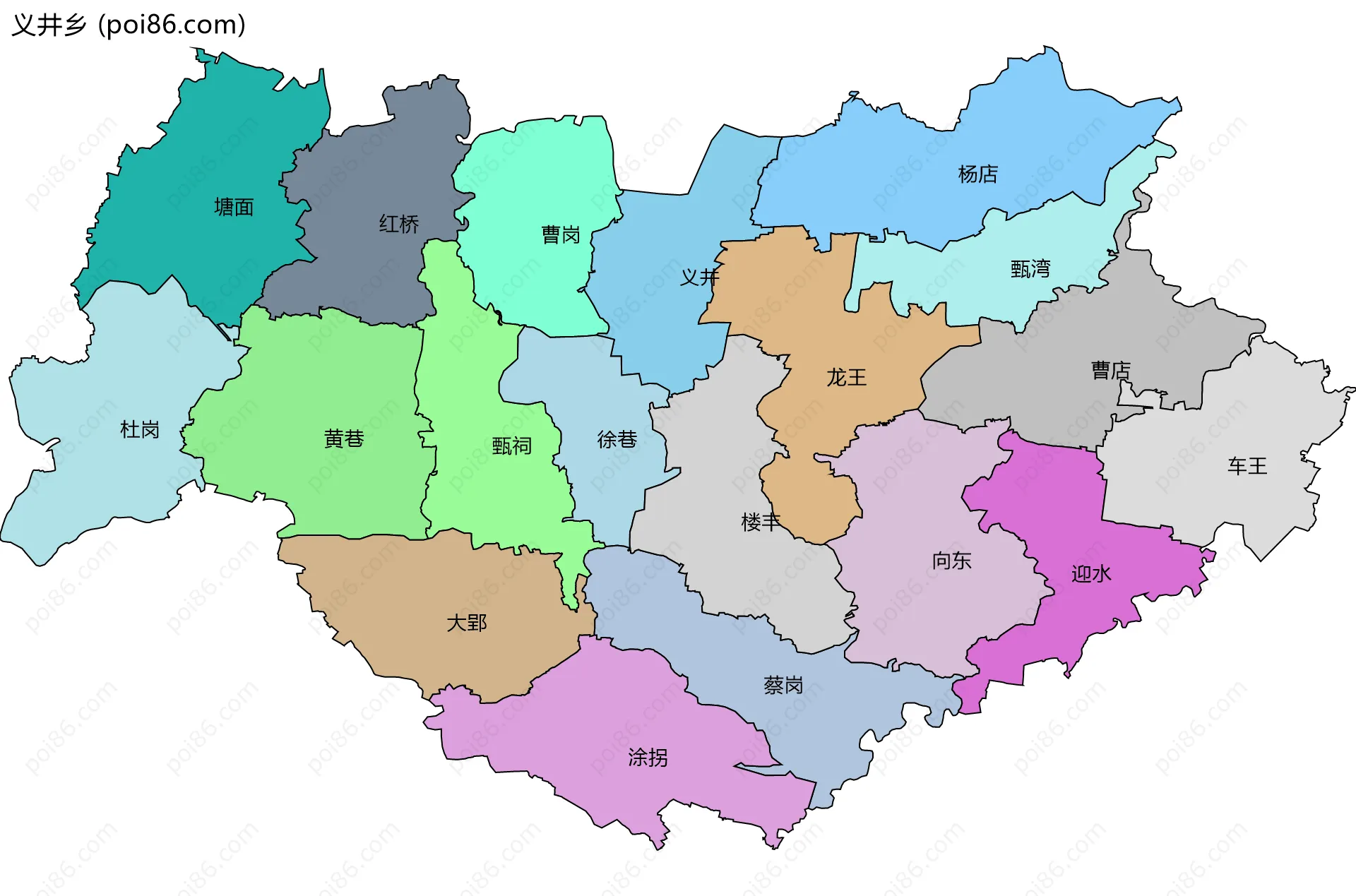 义井乡边界地图(五级行政区划)