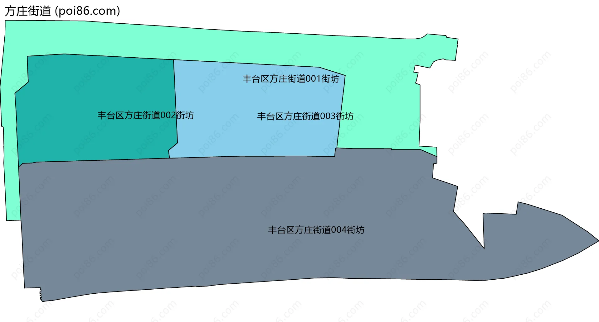 方庄街道边界地图(五级行政区划)