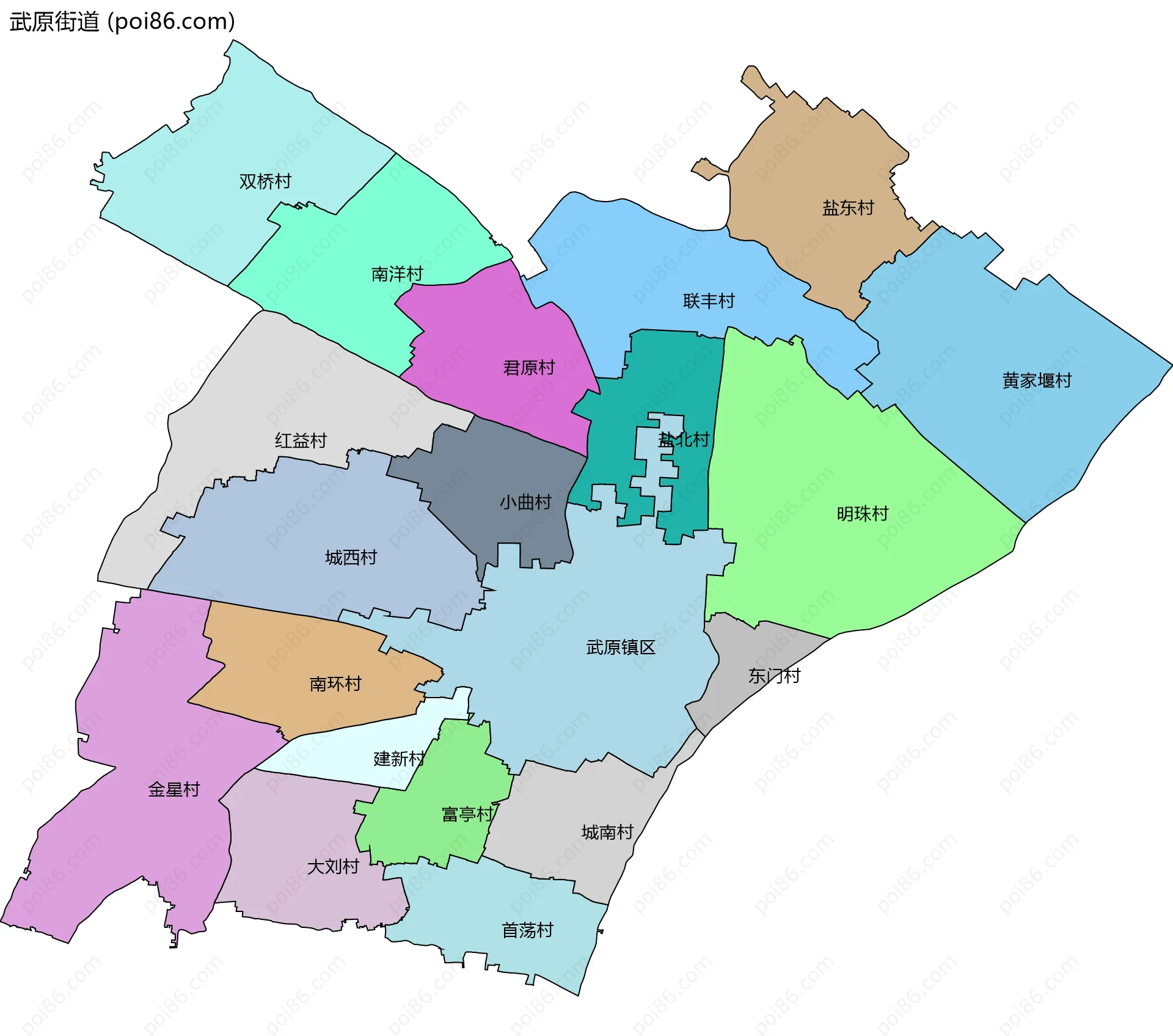 武原街道边界地图(五级行政区划)