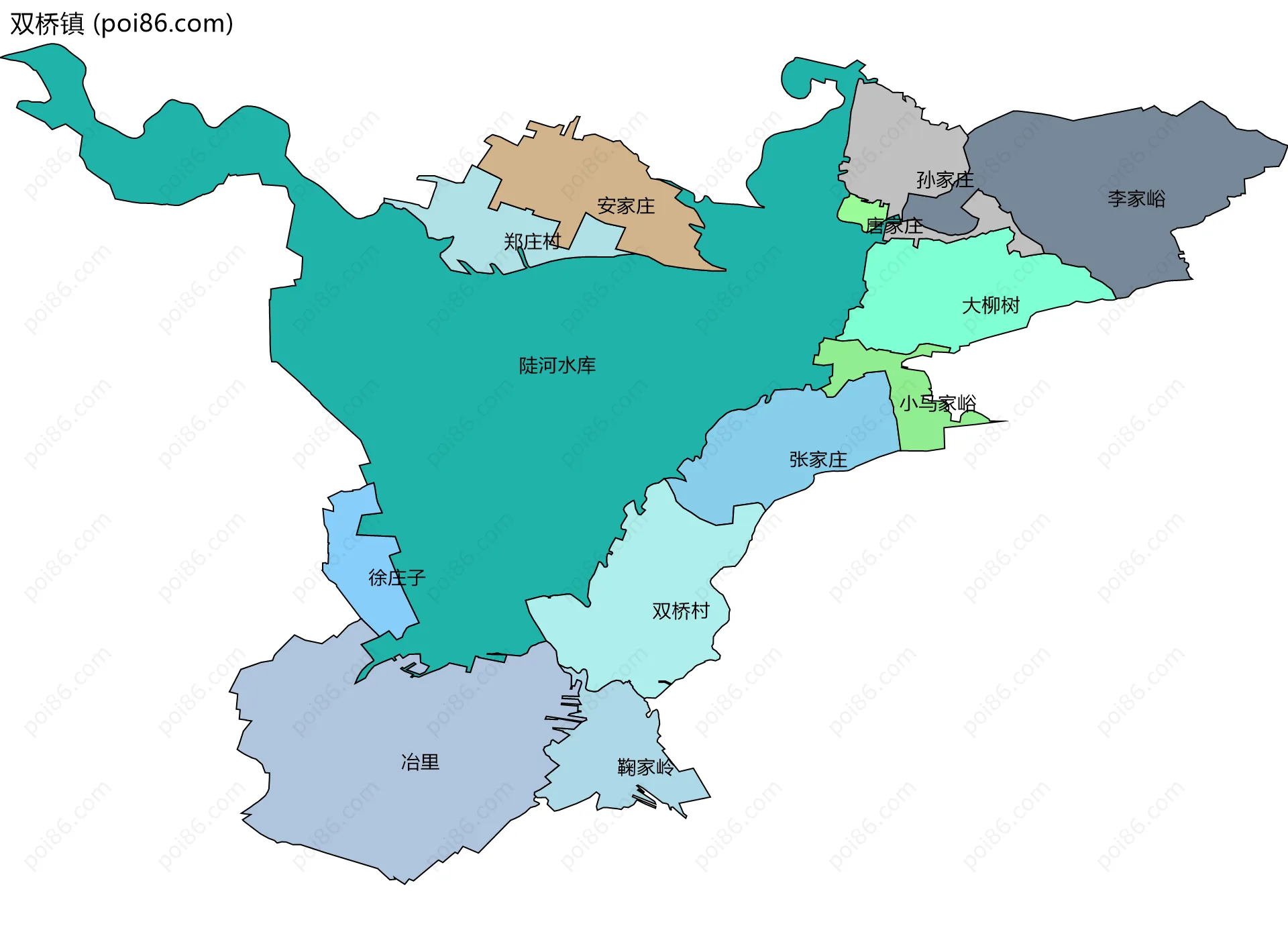 双桥镇边界地图(五级行政区划)