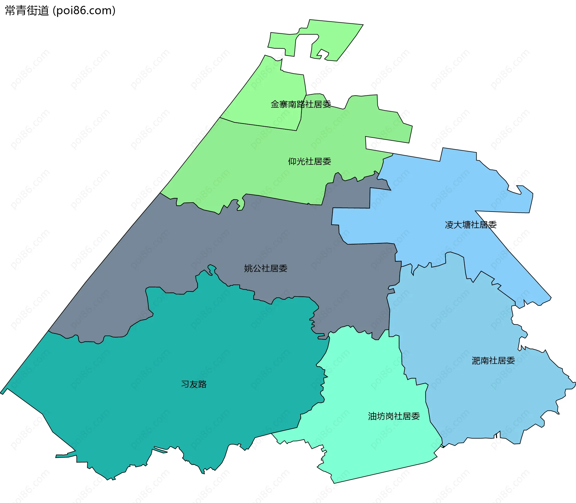 常青街道边界地图(五级行政区划)