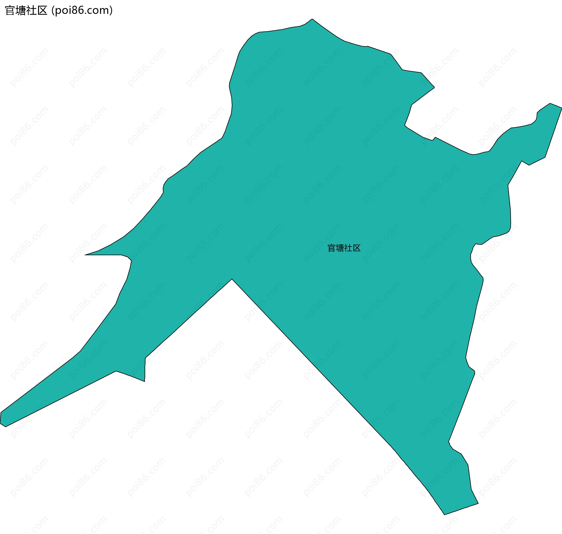 官塘社区边界地图(五级行政区划)