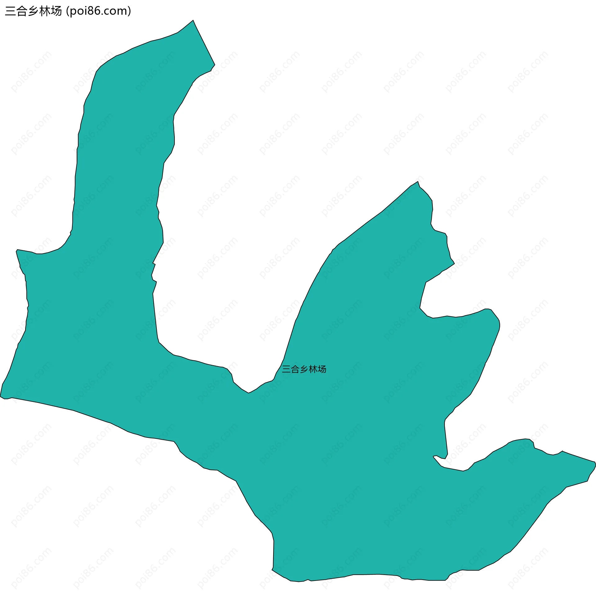 三合乡林场边界地图(五级行政区划)