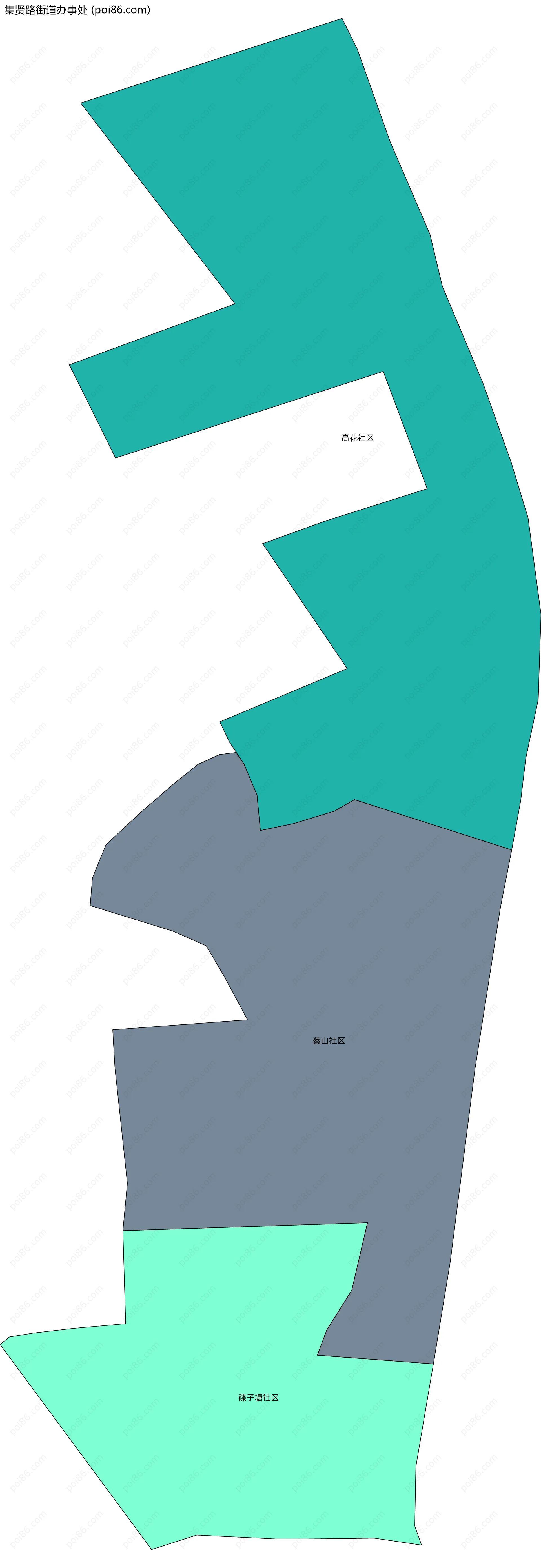 集贤路街道办事处边界地图(五级行政区划)