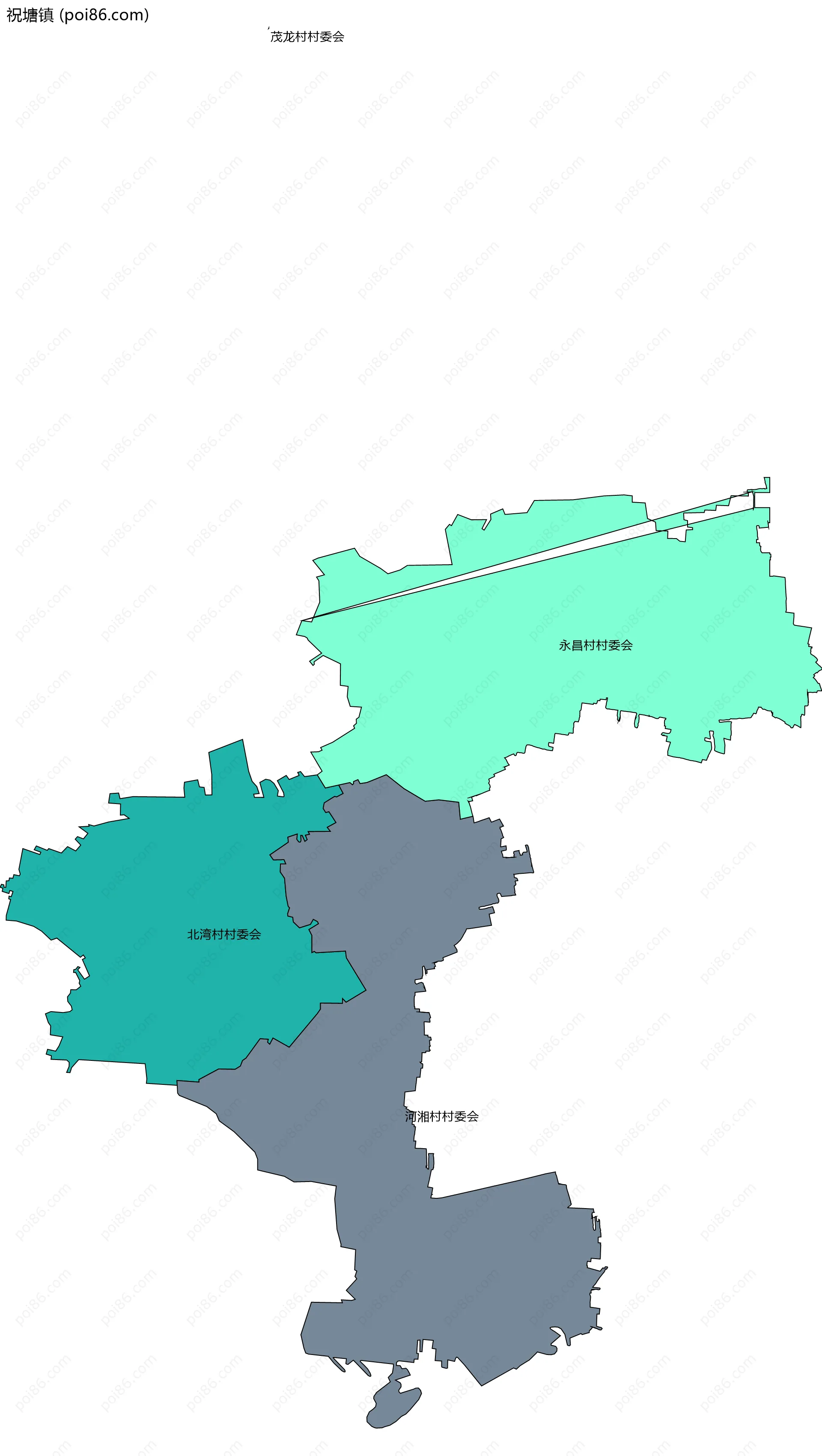 祝塘镇边界地图(五级行政区划)