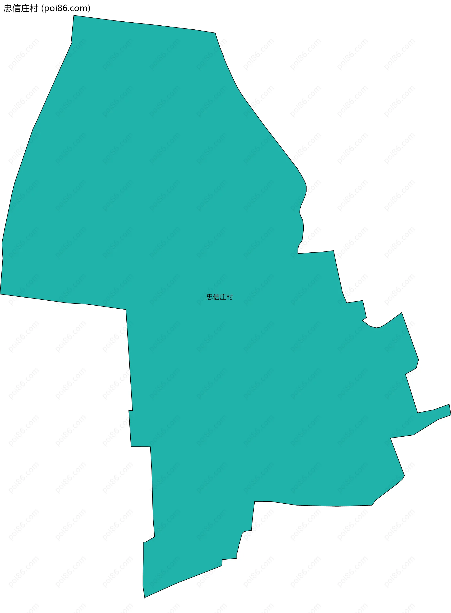 忠信庄村边界地图