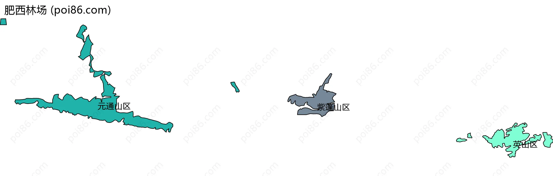 肥西林场边界地图(五级行政区划)