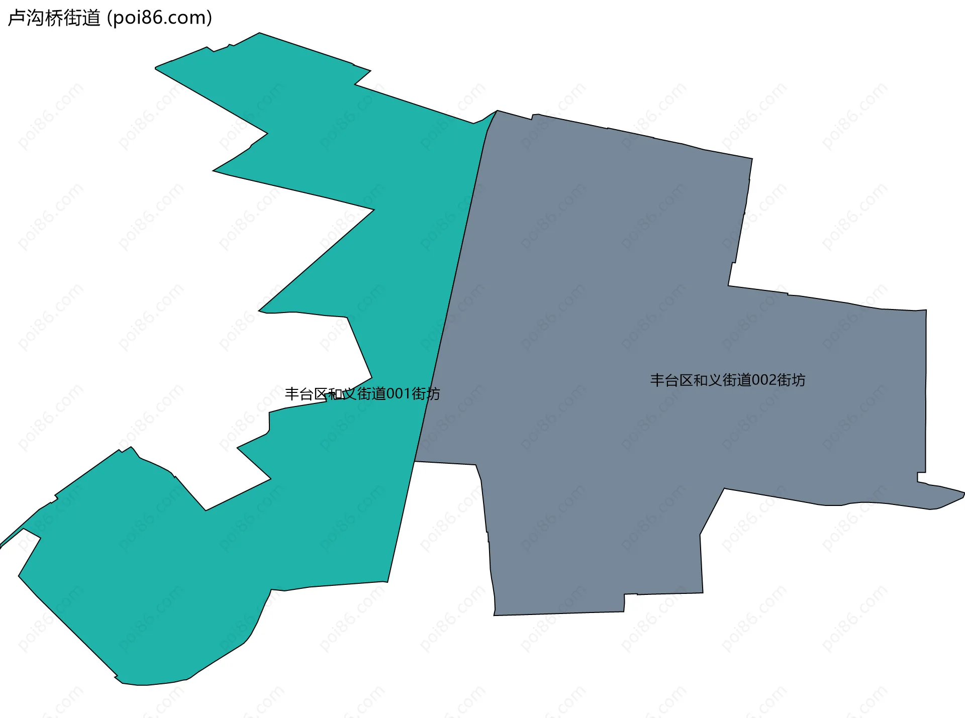 卢沟桥街道边界地图(五级行政区划)
