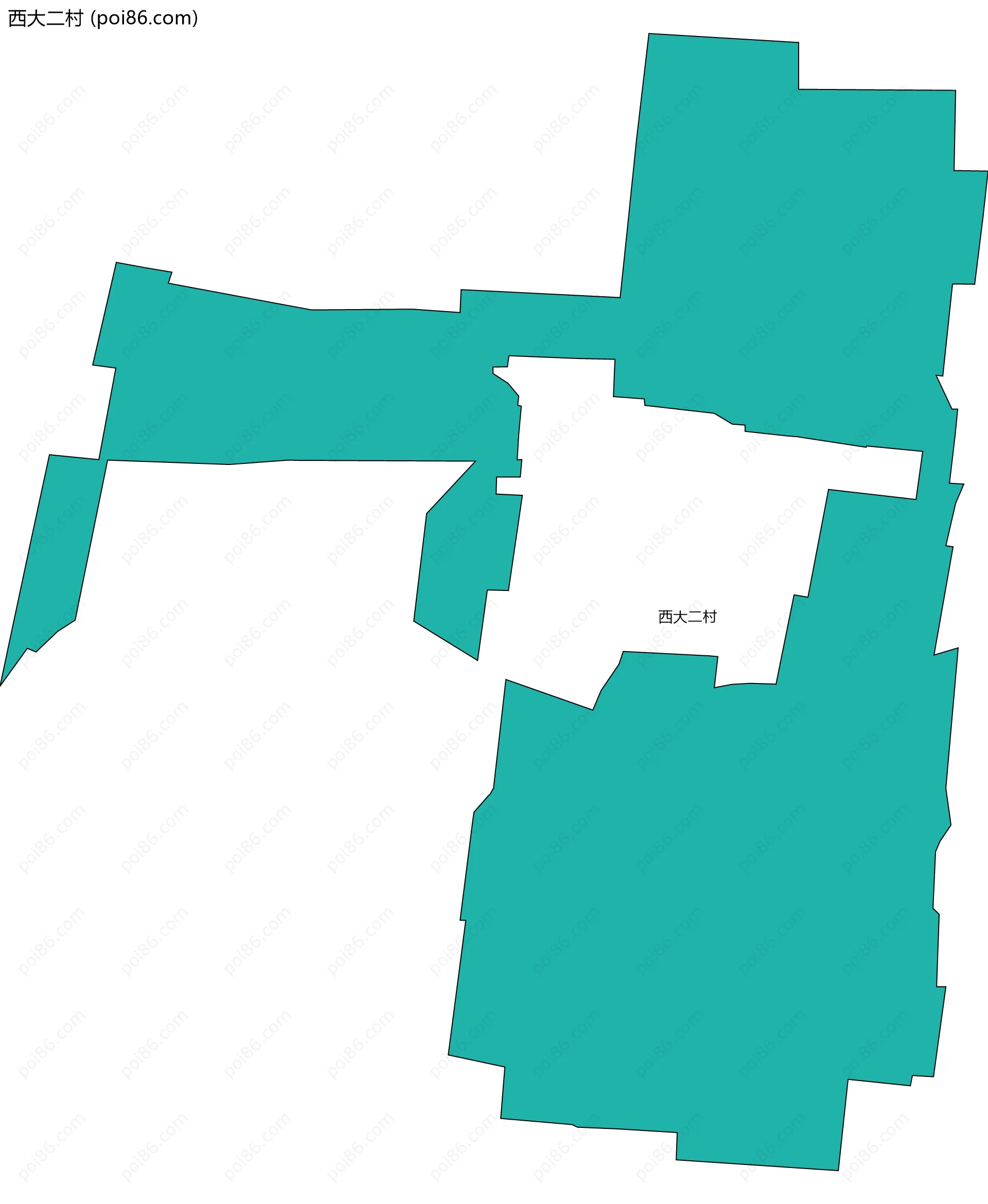 西大二村边界地图