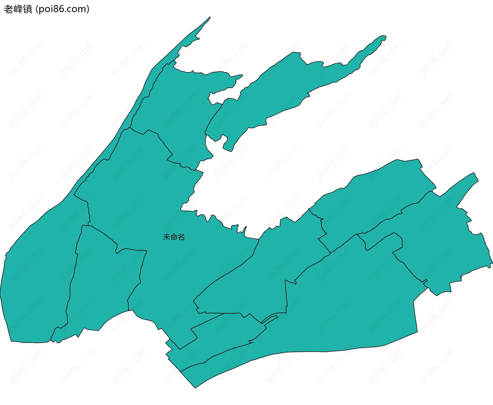 老峰镇边界地图(五级行政区划)