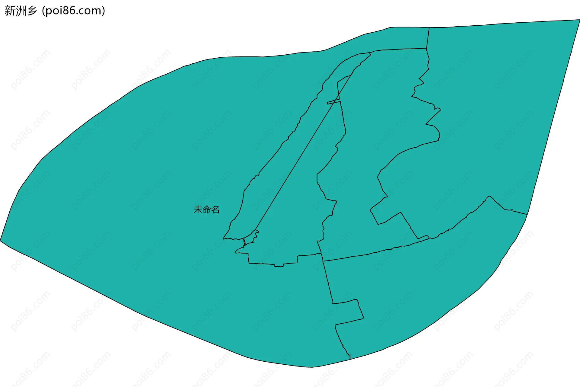 新洲乡边界地图(五级行政区划)
