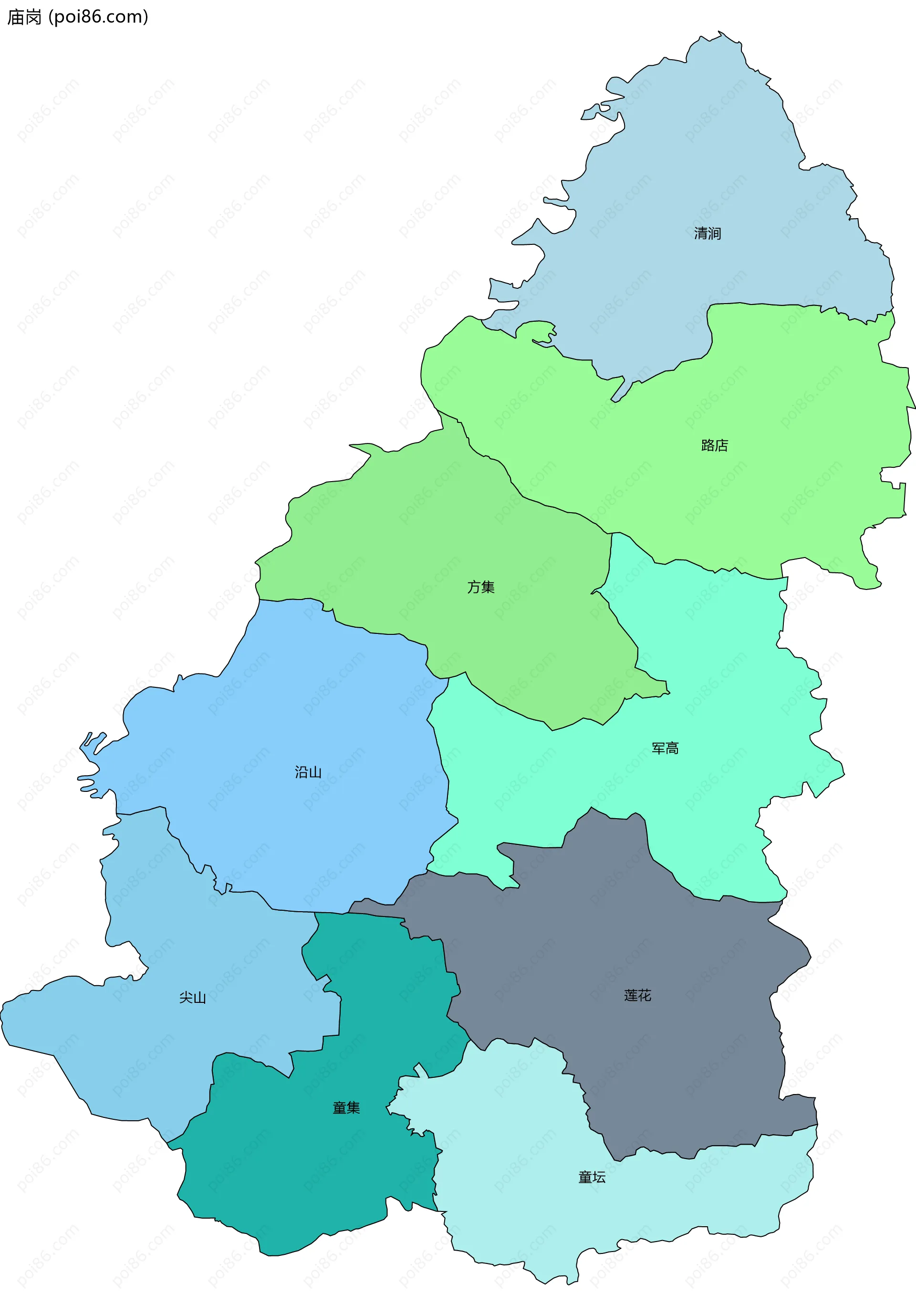 庙岗边界地图(五级行政区划)