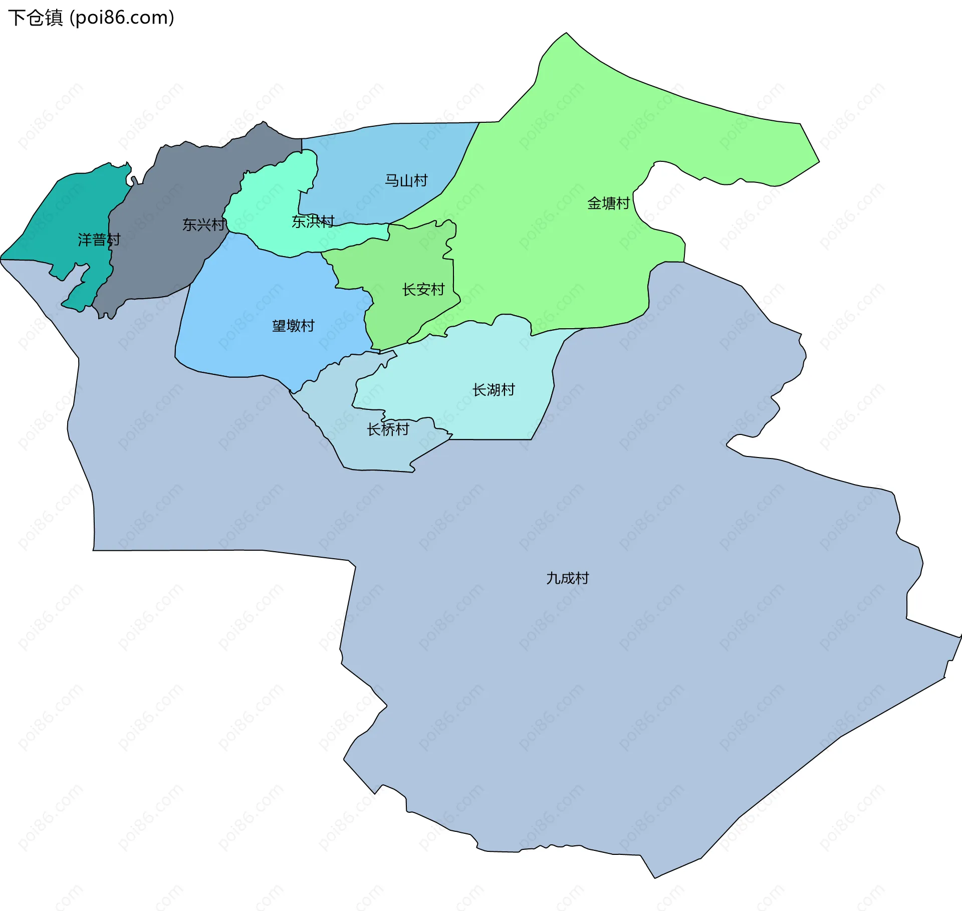 下仓镇边界地图(五级行政区划)