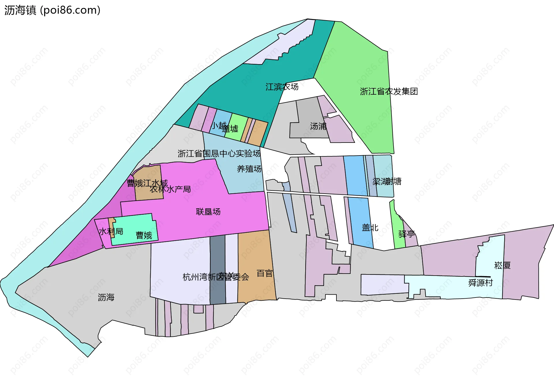 沥海镇边界地图(五级行政区划)