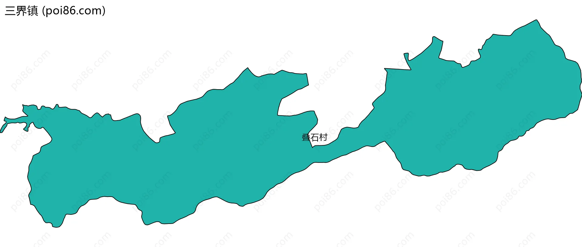 三界镇边界地图(五级行政区划)