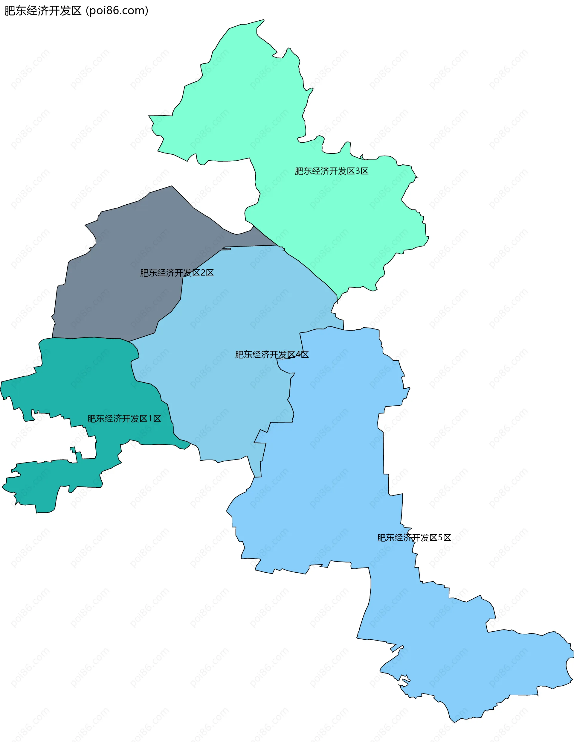 肥东经济开发区边界地图(五级行政区划)