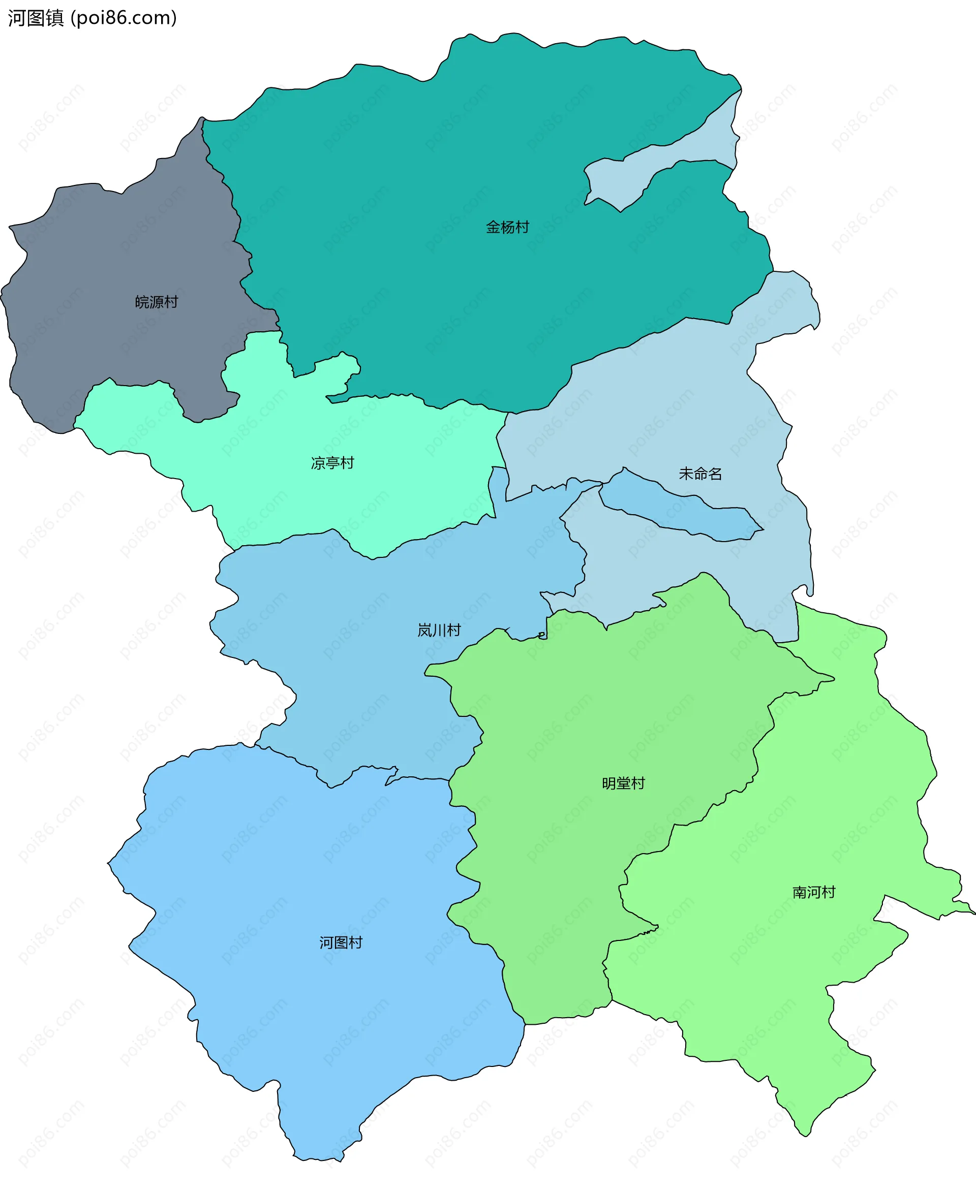 河图镇边界地图(五级行政区划)