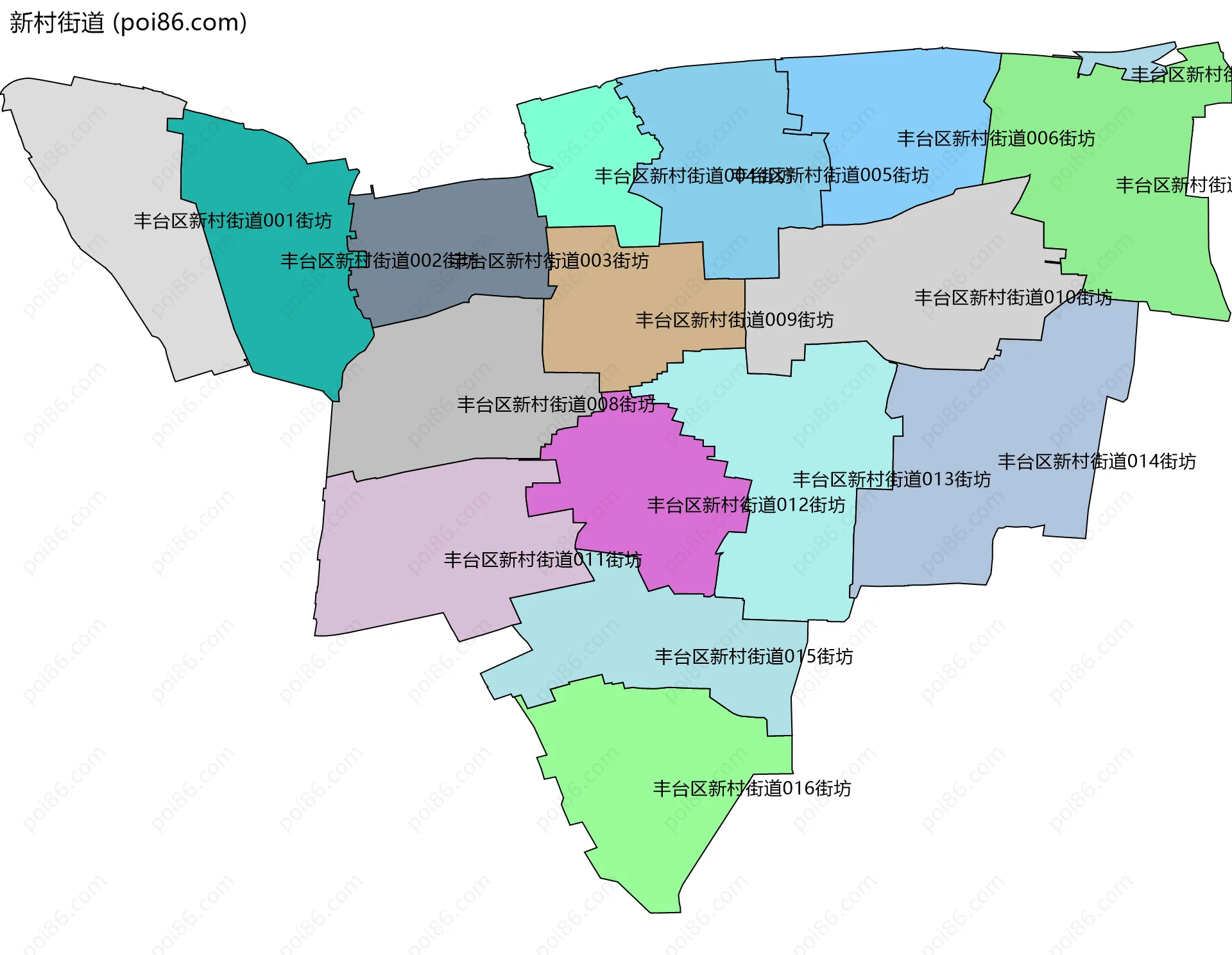 新村街道边界地图(五级行政区划)