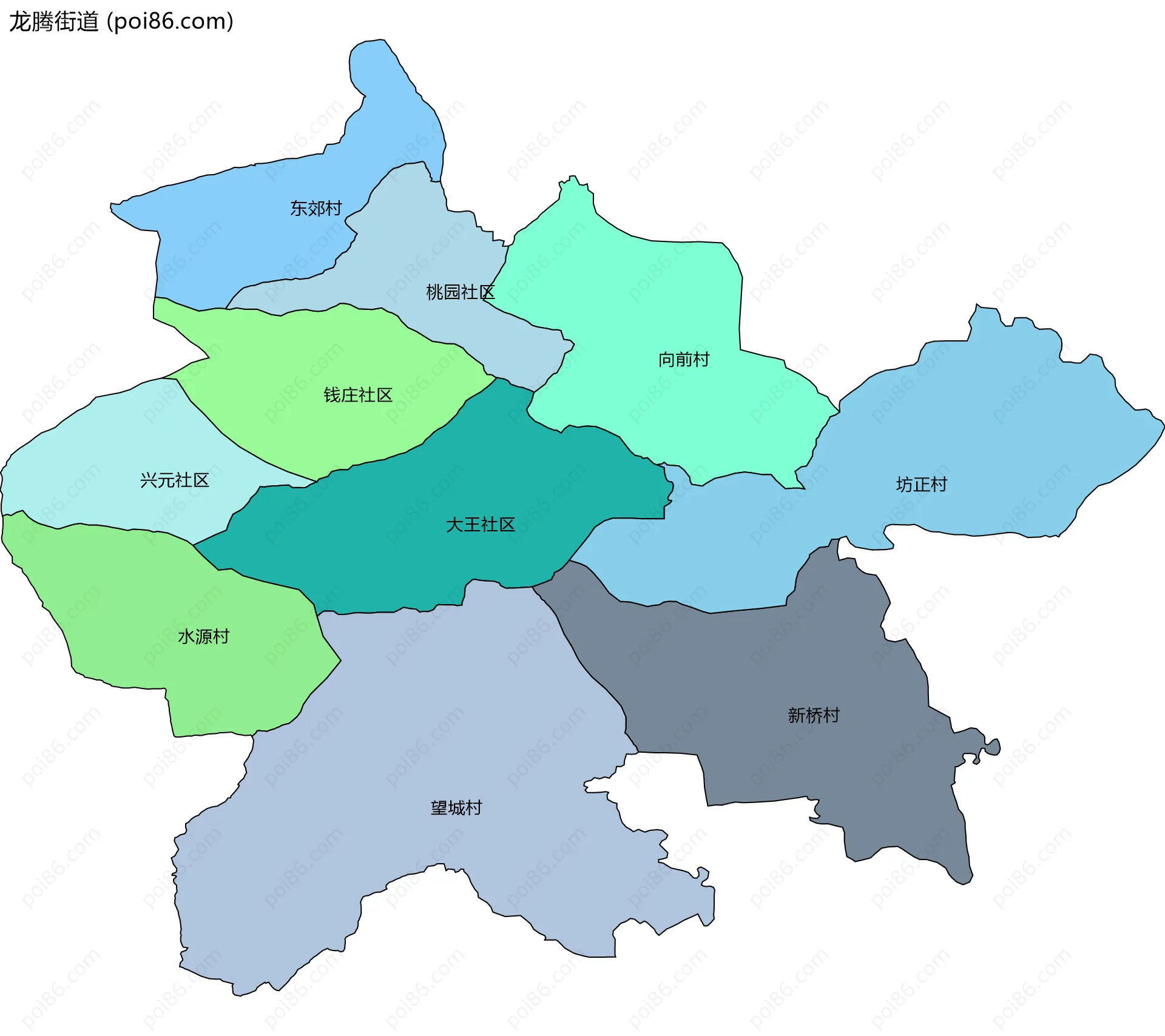 龙腾街道边界地图(五级行政区划)