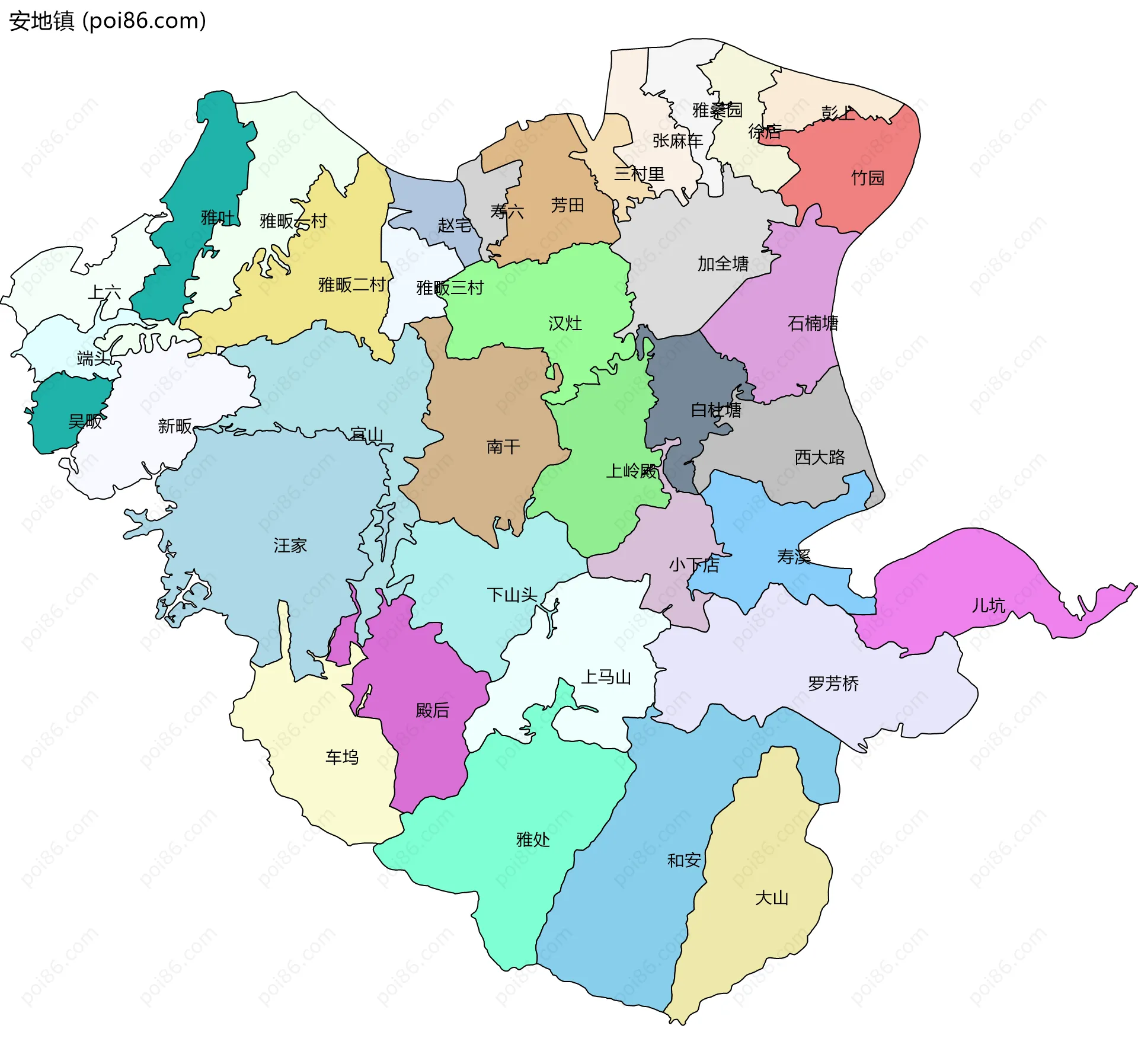 安地镇边界地图(五级行政区划)
