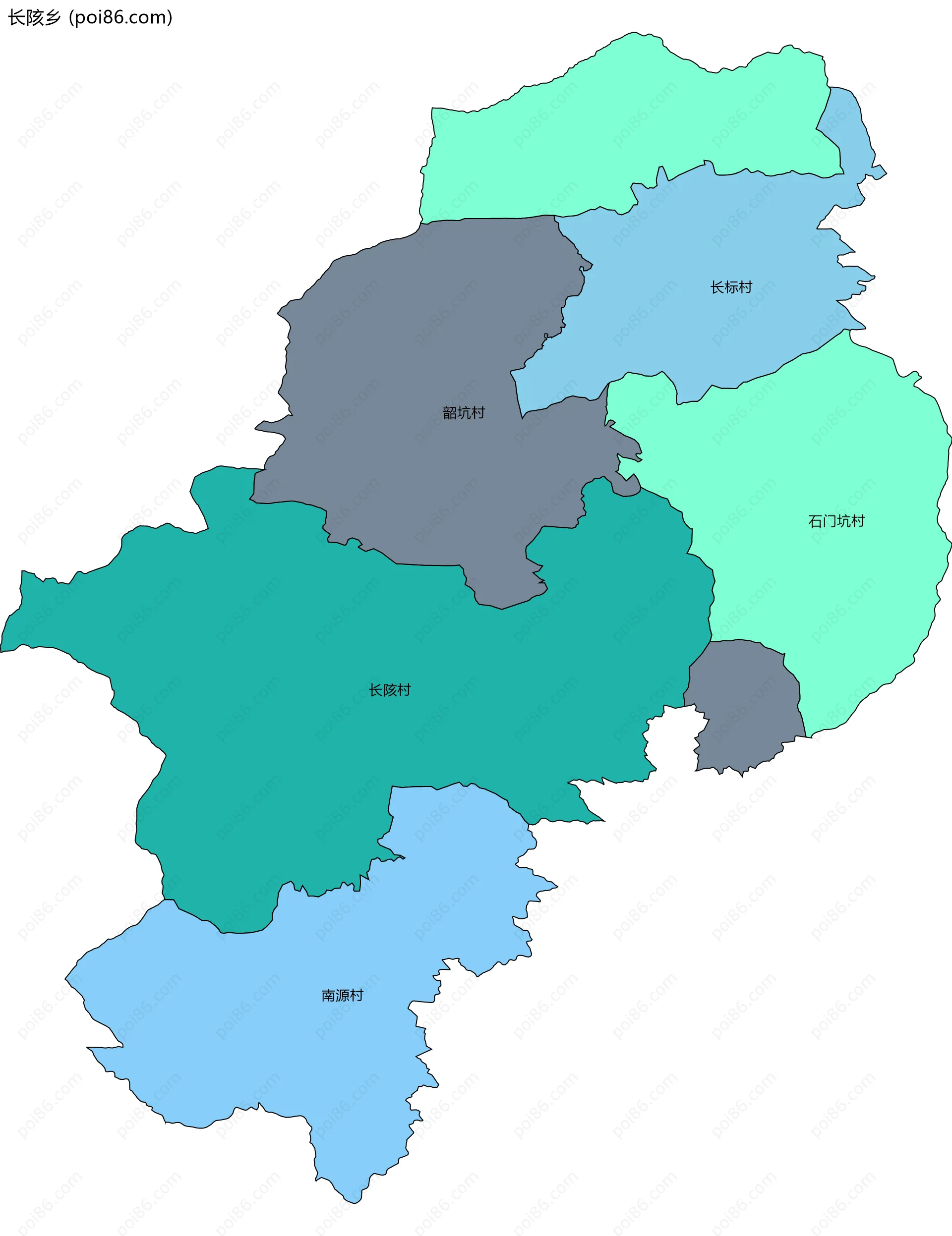 长陔乡边界地图(五级行政区划)