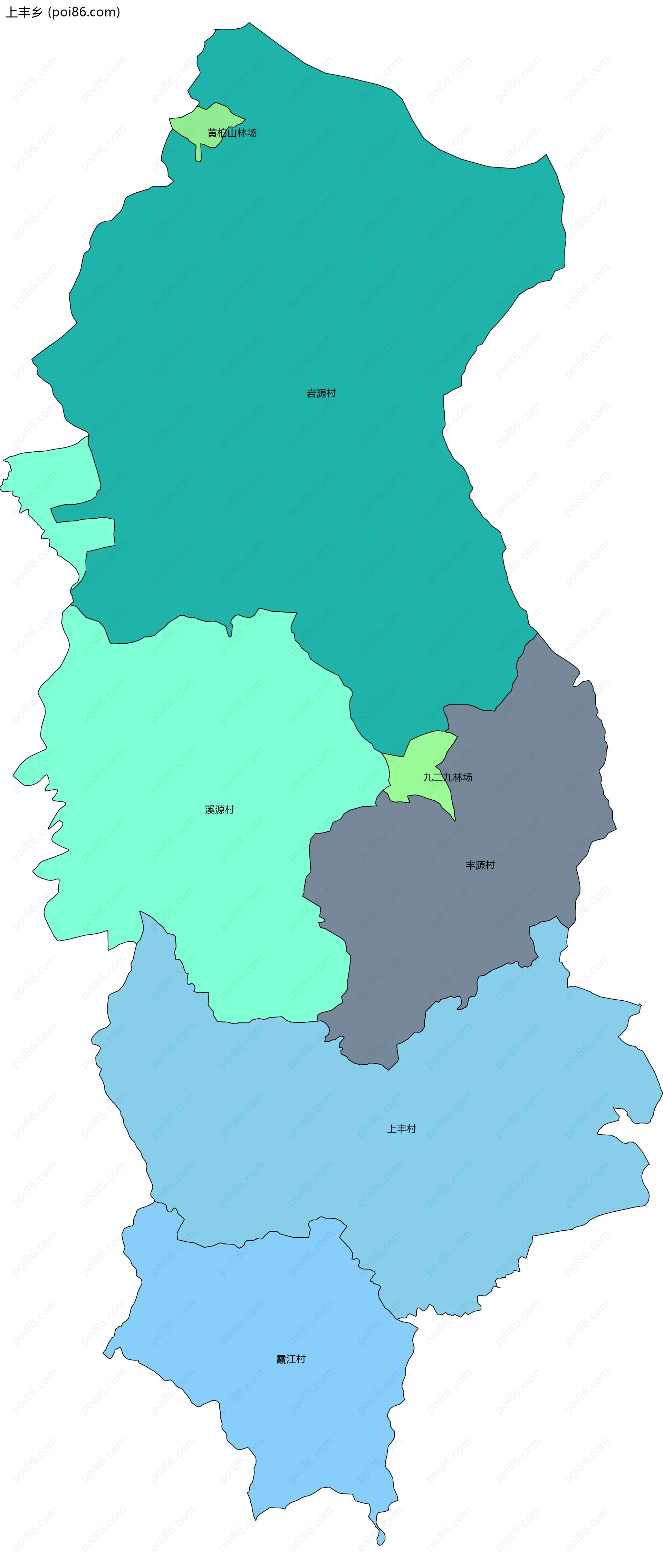 上丰乡边界地图(五级行政区划)