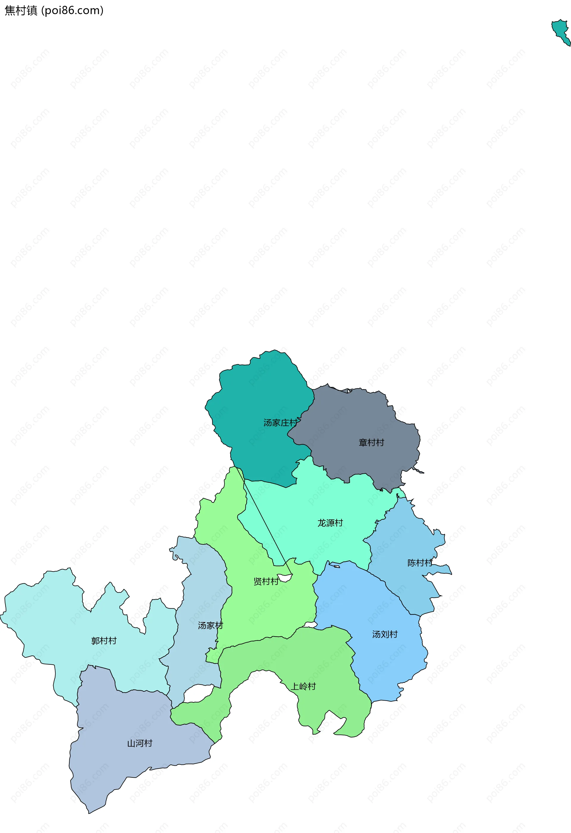 焦村镇边界地图(五级行政区划)