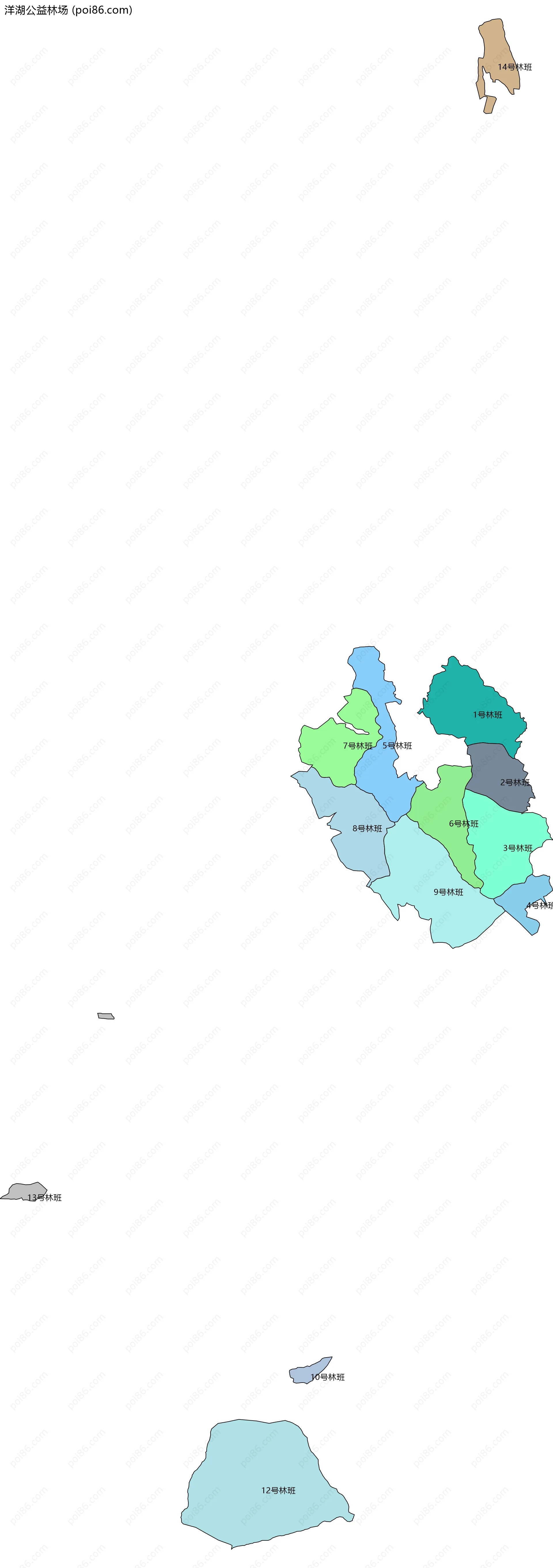 洋湖公益林场边界地图(五级行政区划)