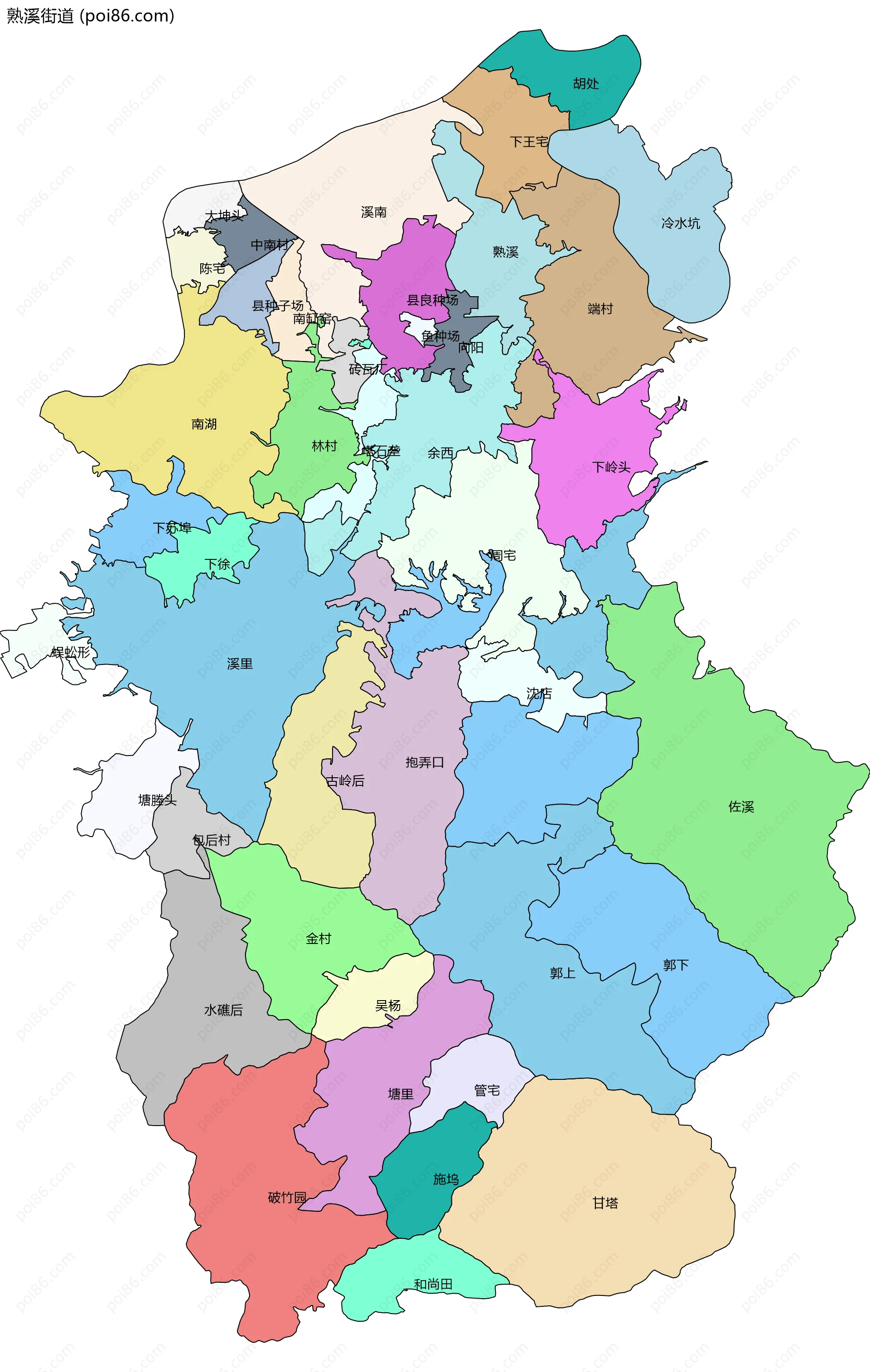 熟溪街道边界地图(五级行政区划)