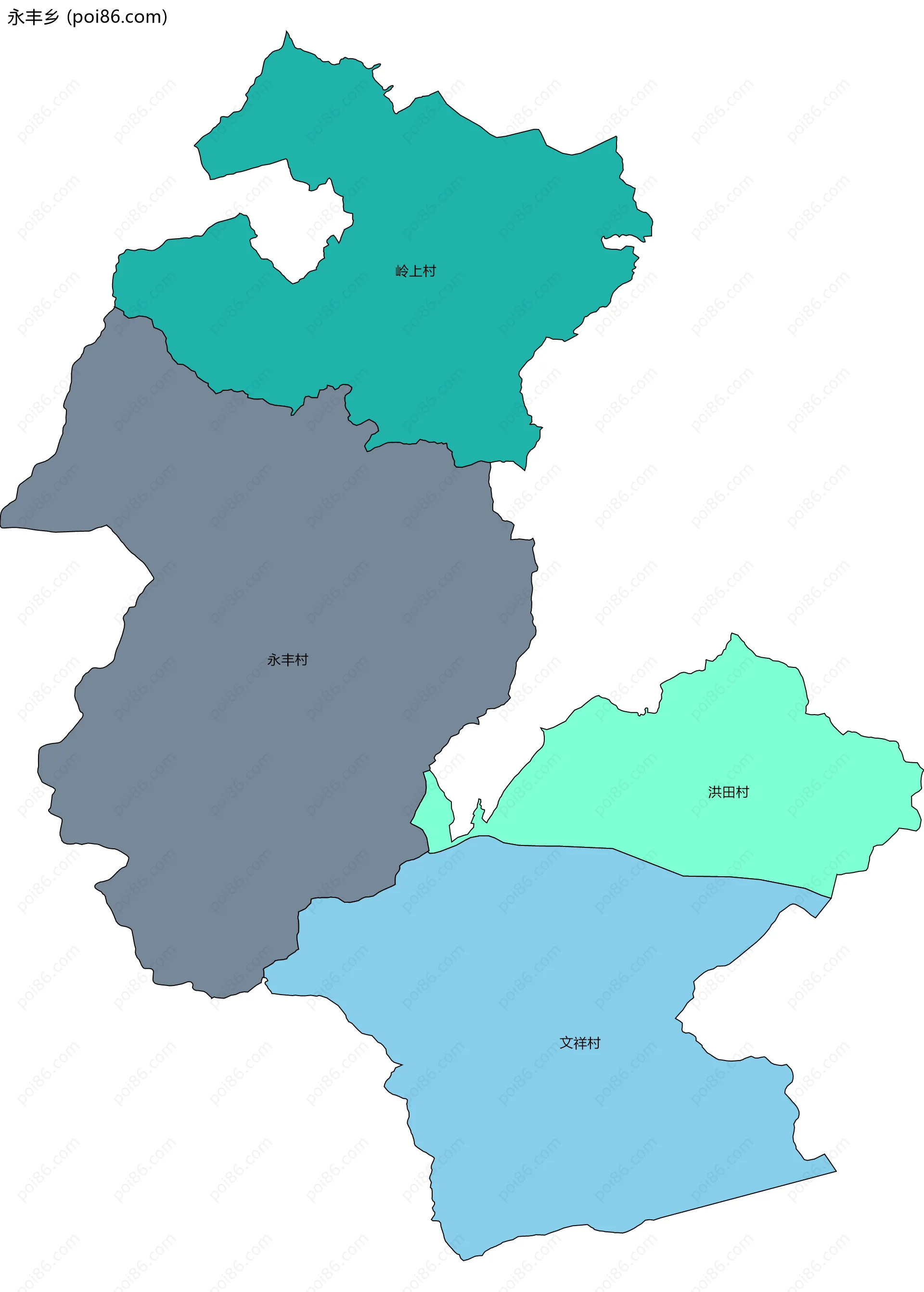 永丰乡边界地图(五级行政区划)