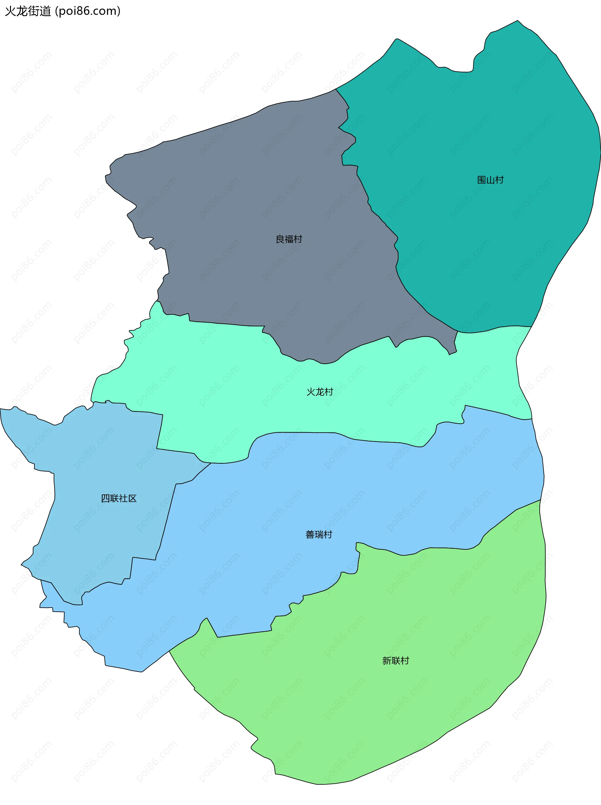 火龙街道边界地图(五级行政区划)