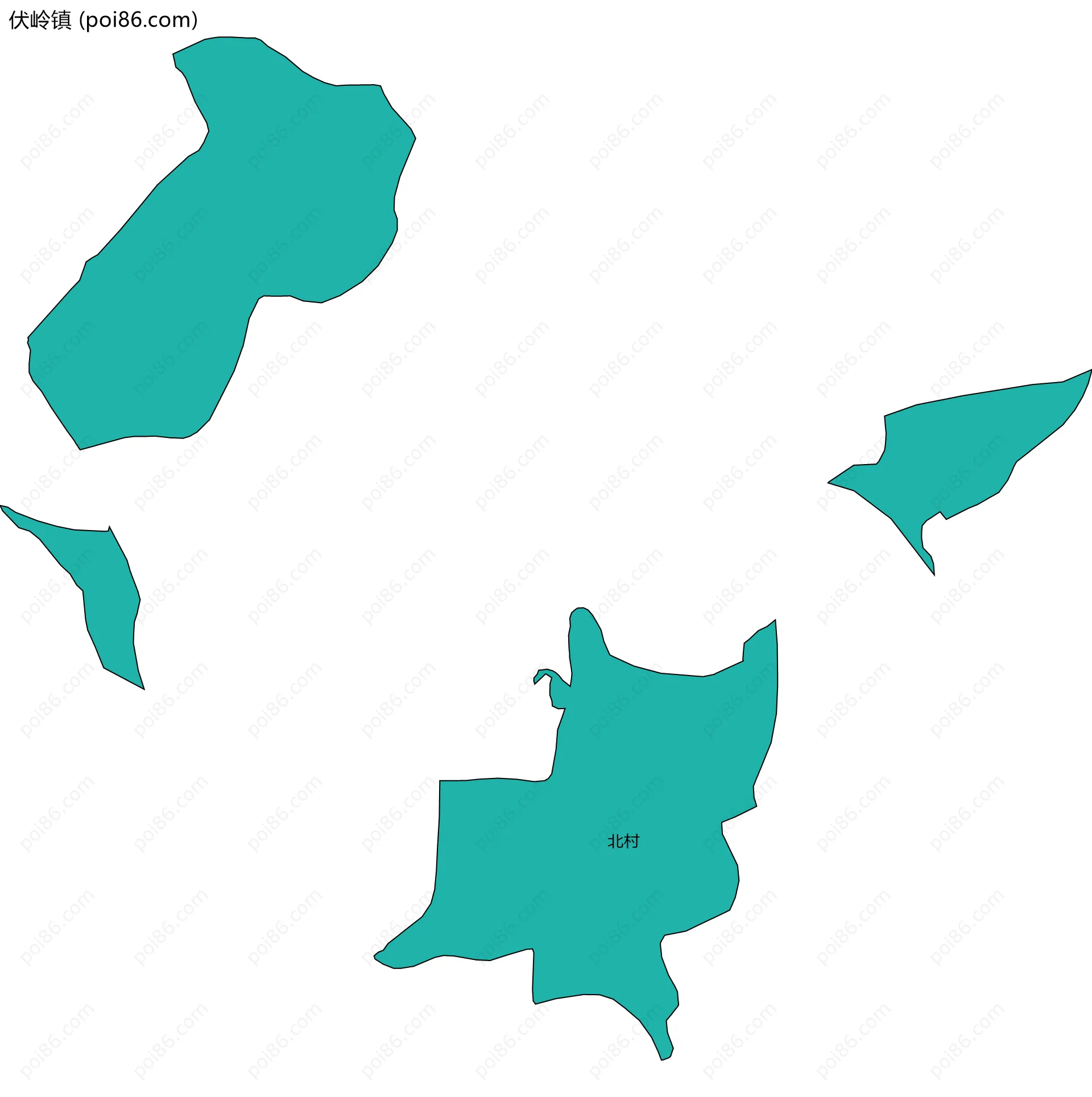 伏岭镇边界地图(五级行政区划)