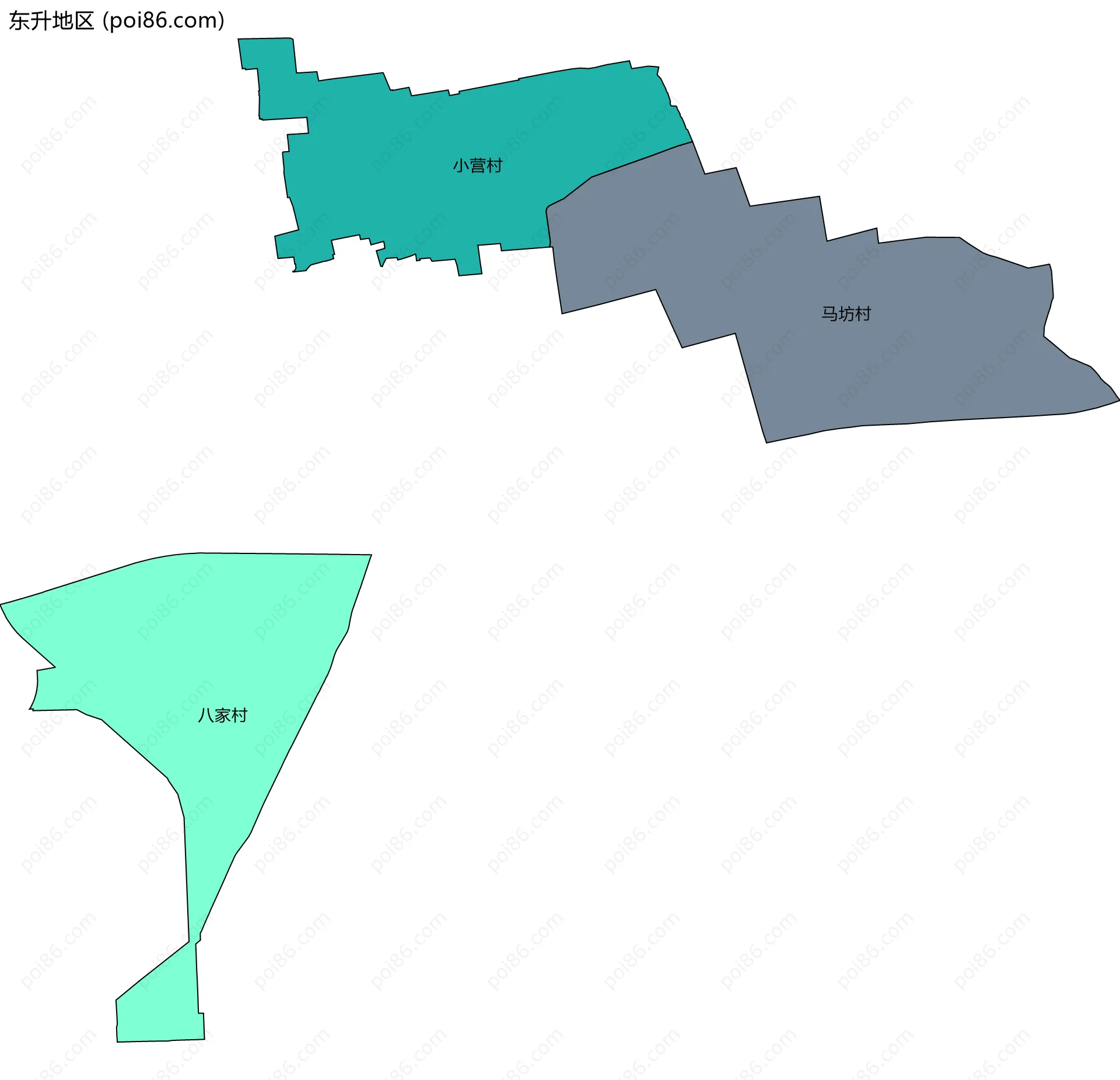 东升地区边界地图(五级行政区划)