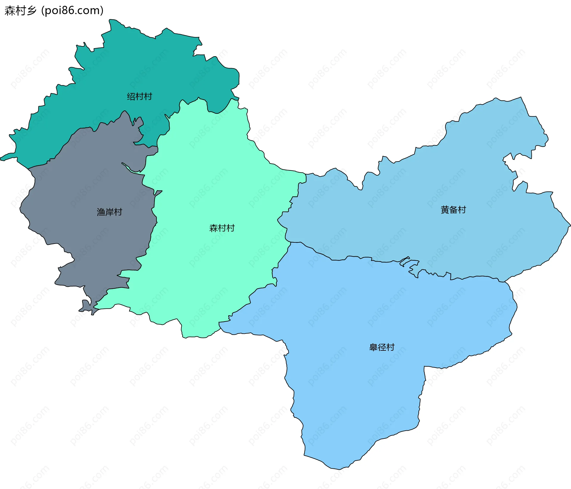 森村乡边界地图(五级行政区划)